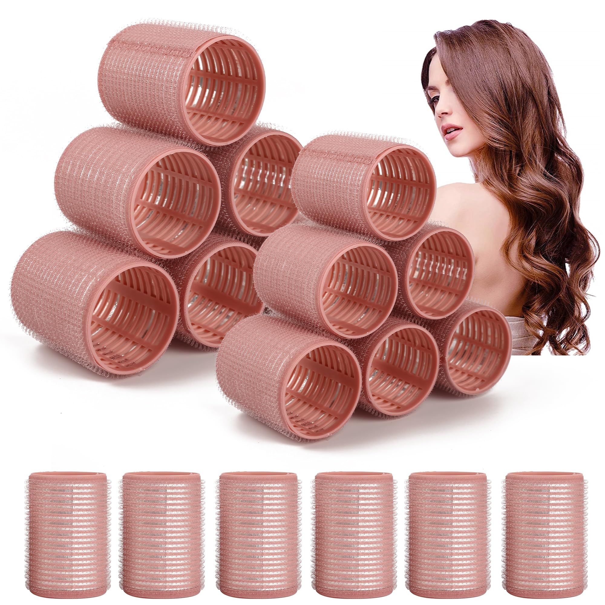 Goodofferplace 18 pcs Thermal Hair Rollers,Ceramic Thermal Hair Rollers Curlers for Blowout Look Long Hair Volume,Jumbo Self Grip Rollers Hair Curlers