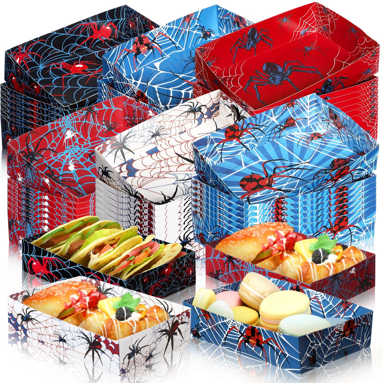 38 Pcs Spider Party Paper Food Trays Paper Food Boats Disposable - View #5