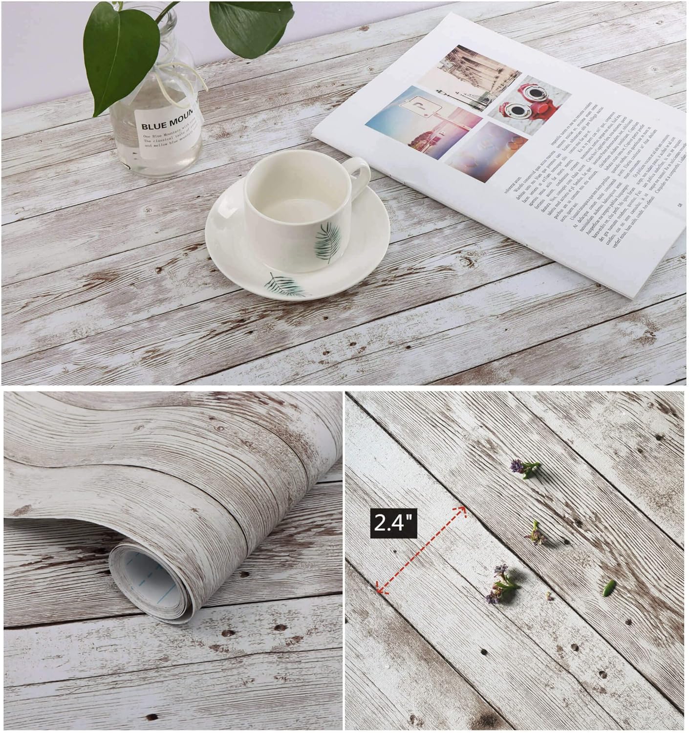 Heroad Contact Paper Peel and Stick Wallpaper Wood Grain Contact Paper for Cabinets Countertop Waterproof Removable Wallpaper Self Adhesive Decorative Shiplap Papel Tapiz para Pared 17.7''x590''