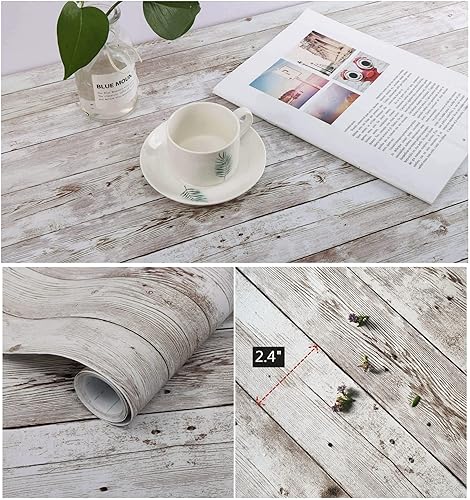 Miniatura 3 de Papel de contacto de madera, papel tapiz de madera, pega y despega, rolla de papel autoadhesivo extraíble, aspecto de grano de madera rústico