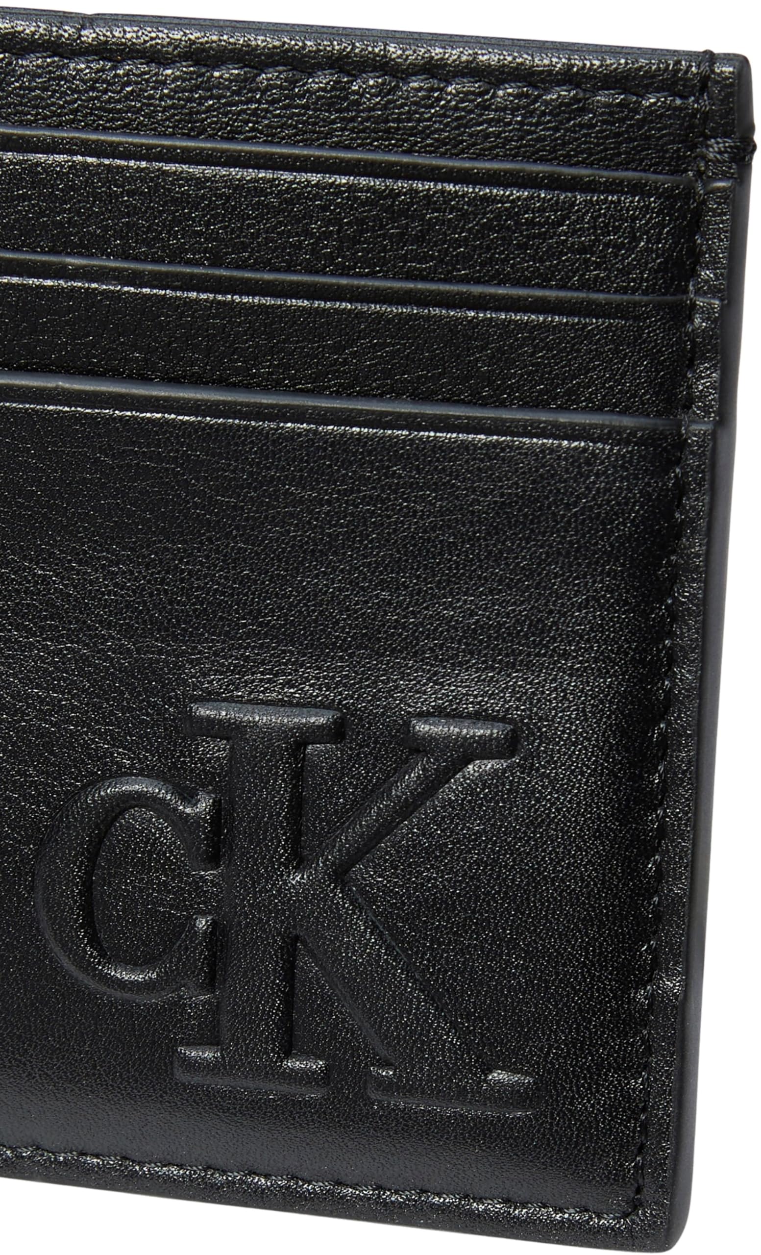 Calvin Klein Tarjetero Hombre Bold de Piel, Negro (Black), Talla Única