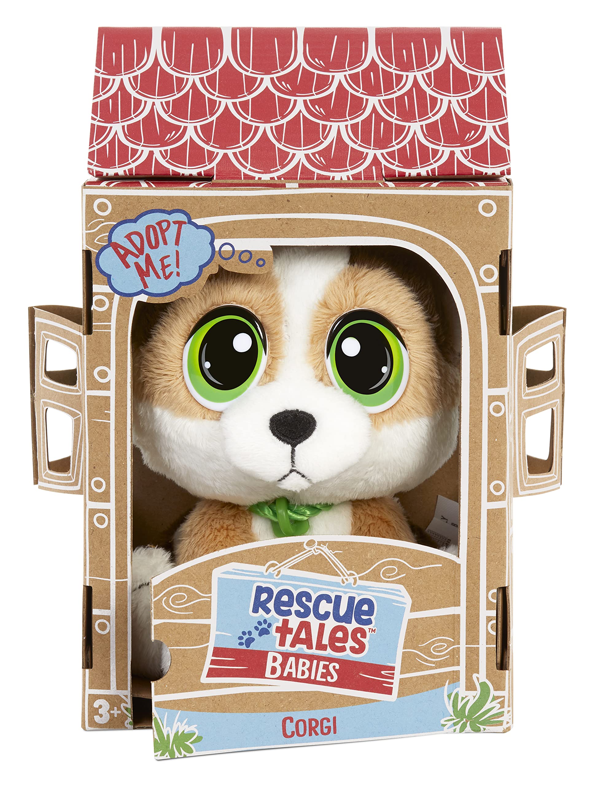 little tikes 658051EUC Rescue Tales Babies Corgi-Unterhaltsames Plüschtier für Kinder zum Sammeln-mit Halsband, Anhänger, Hundehütte, Sticker & Funktionen, ab 3 Jahren