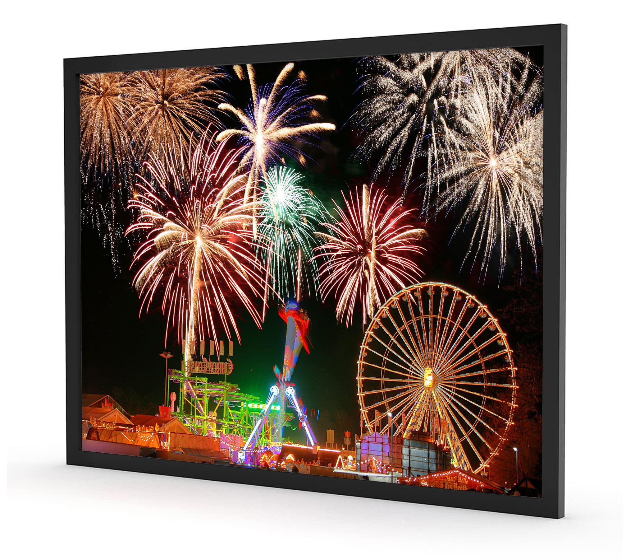 Poster con cornice portafoto a forma di ruota panoramica di Capodanno, 100 x 70 cm
