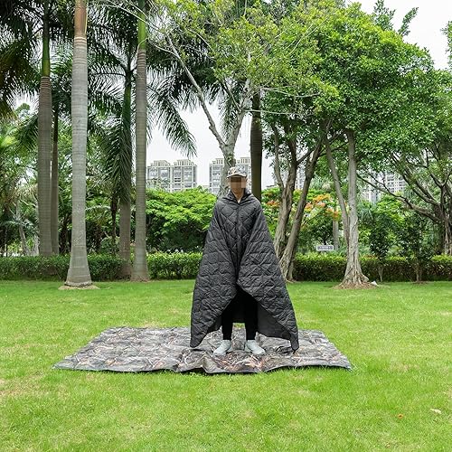 Vista 86 de LOOGU Manta de camuflaje con aislamiento impermeable para acampar al aire libre, senderismo, caza, supervivencia, mochilero, picnic Alpha Green