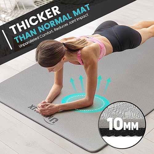 Miniatura 3 de UMINEUX Tapete de yoga grande para hombres y mujeres de 14 y 25 pulgadas, extra grueso, TPE para entrenamiento en casa, gimnasio, antideslizante,
