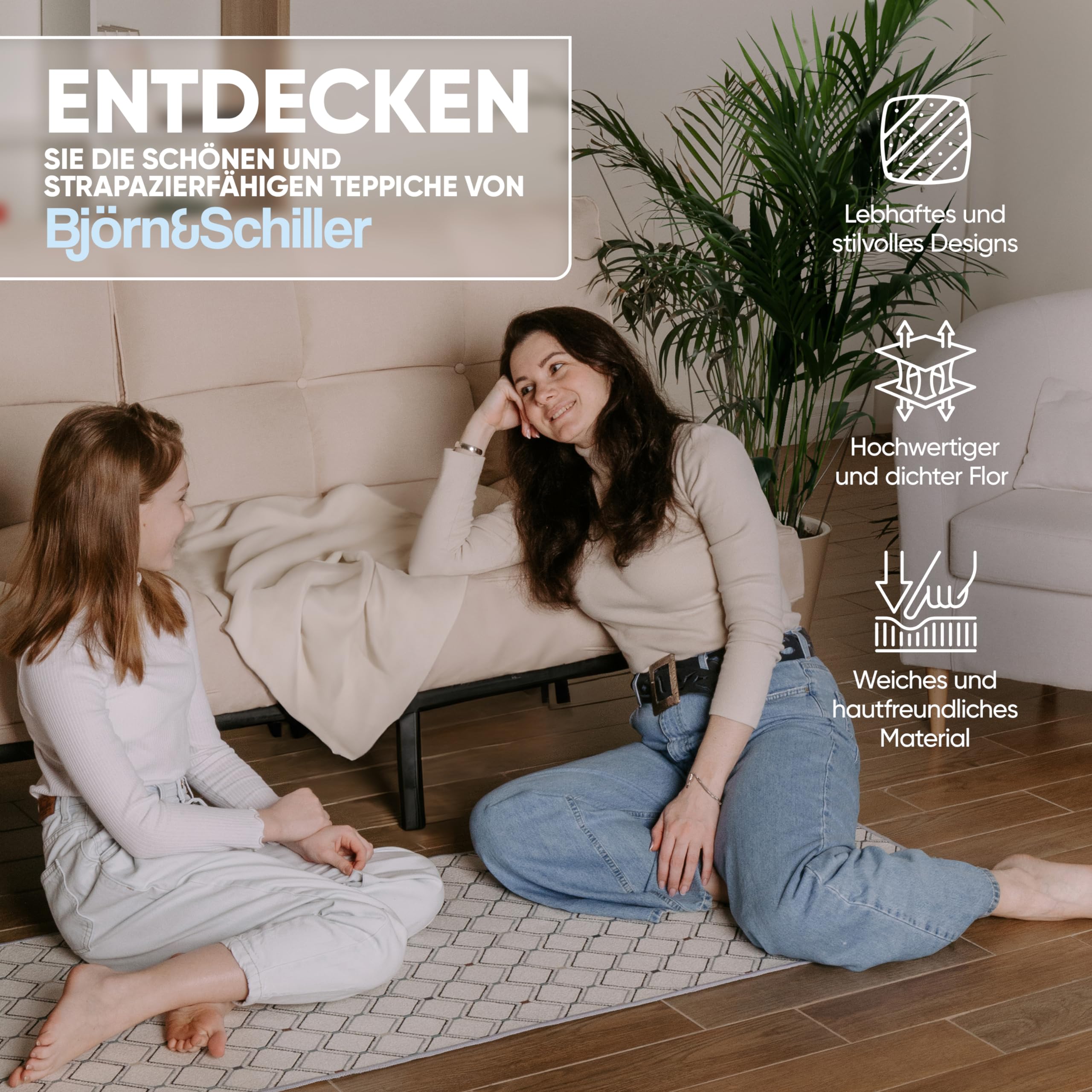 Björn&Schiller Tapis de Couloir 60 x 180 cm, antidérapant, Beige