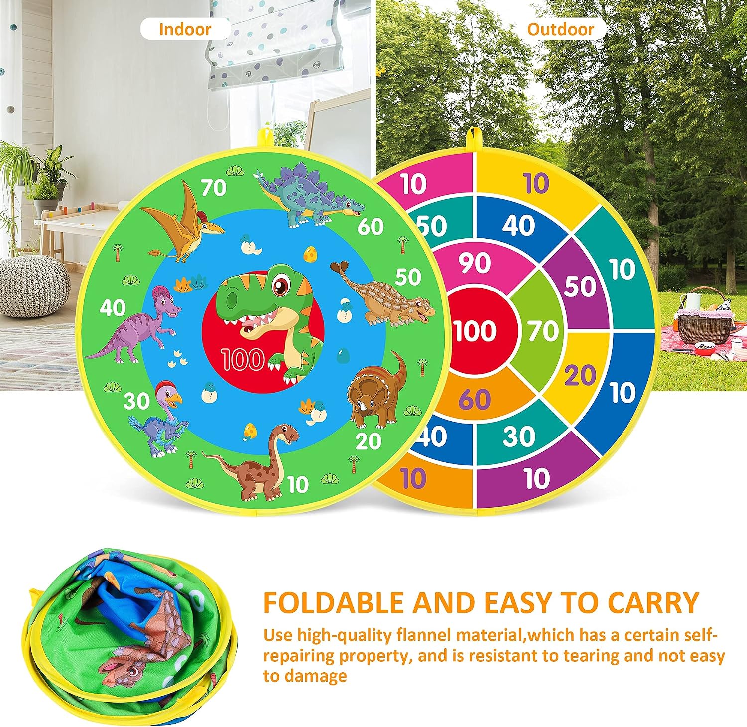 IJO Double Sided Dart Board 29 inch with 12 Sticky Balls-Boys Girls Toys-Indoor/Outdoor Target Game-Party Games for 3 4 5 6 7 8 9 10 11 12 Years Old Boys Girls Childrens