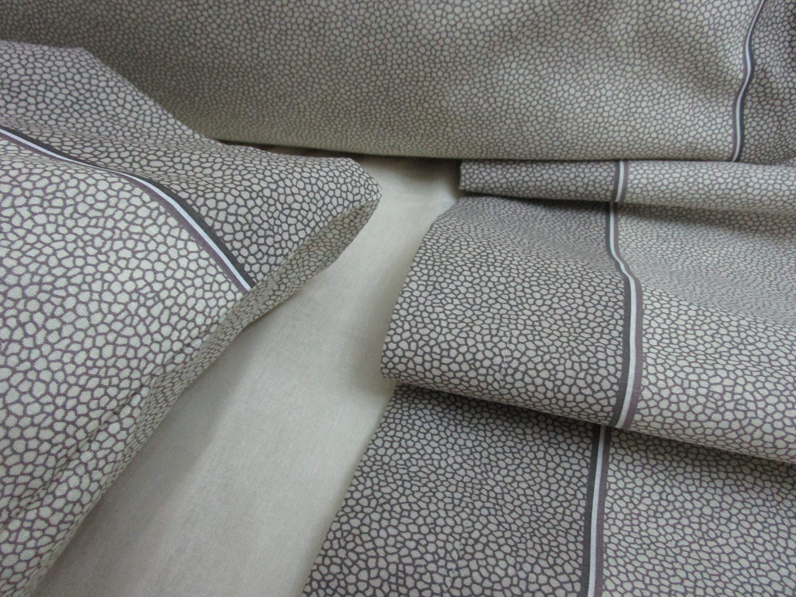 Completo Letto Matrimoniale Disegno MACULATO 100% Cotone Colori:Grigio-Marrone!!! (MARRONE)