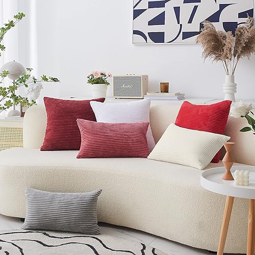 Miniatura 10 de Home Brilliant - Funda de cojín de terciopelo a rayas (paquete de 1 unidad)