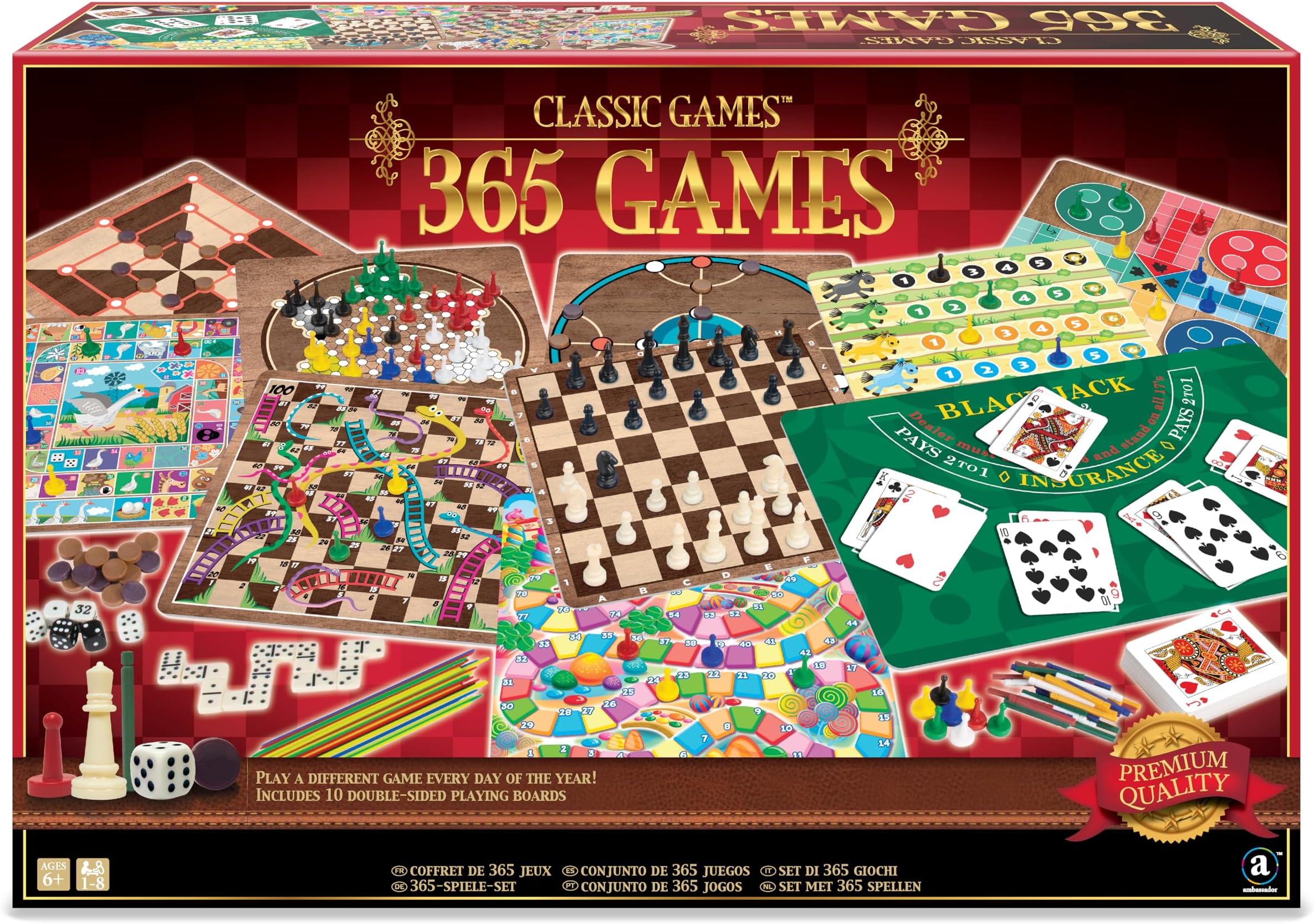 โ Ambassador Games Classic Games - 365 Games, One Size