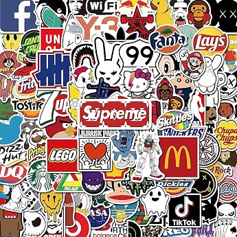 Fantasyon Stylish Stickers Set of 100, Cute, Vibrant Colors, Comic Reward Stickers, Cute, PVC, DIY, Waterproof, For Guitars, Cars, Bicycles, Water Bottles, Birthday Present, Popular, Party Supplies