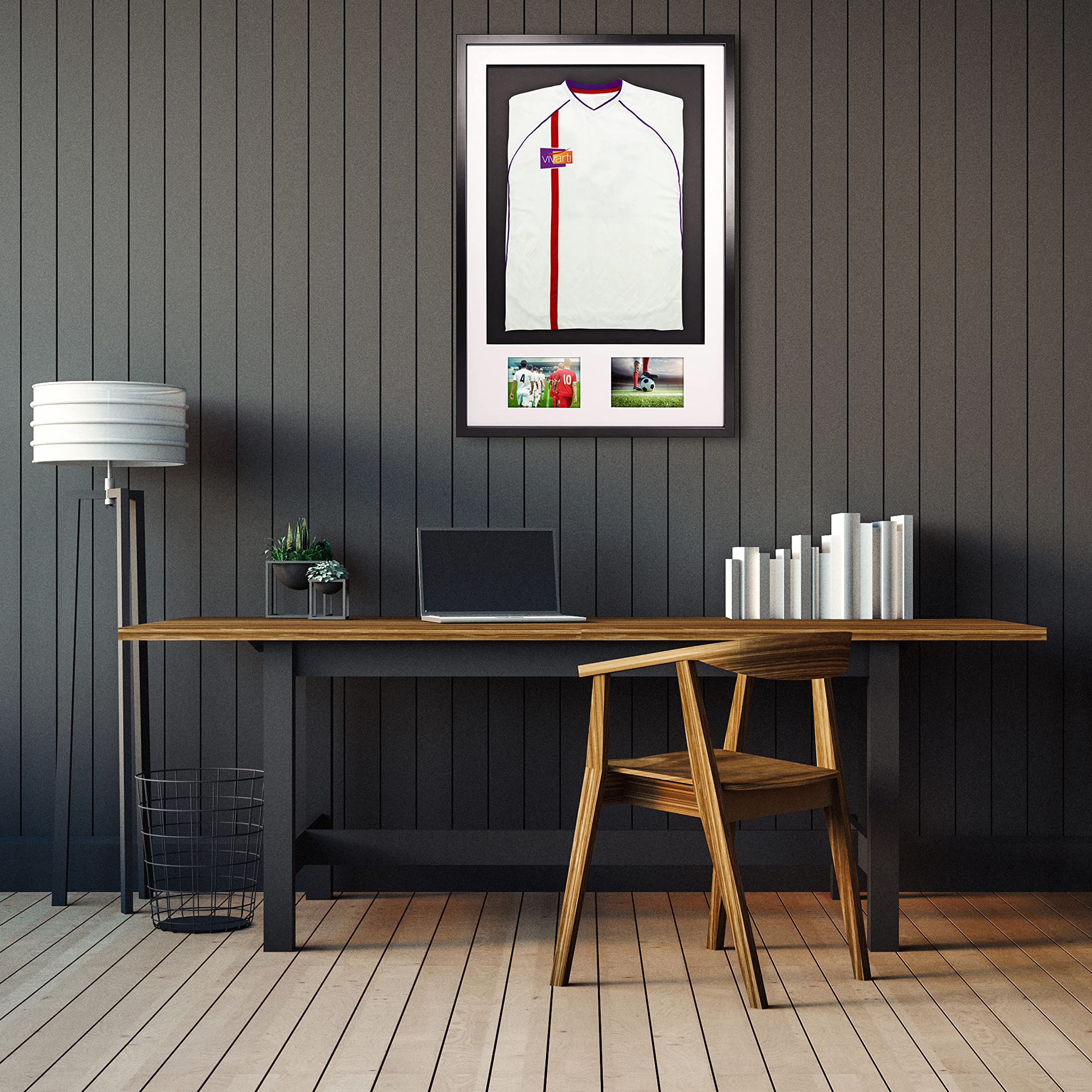 Vivarti fai da solo Adulto 3D montato - Doppia apertura Sport Camicia Display Telaio 61 x 91.5cm - Telaio nero, Monte bianco, Nero Backing Card