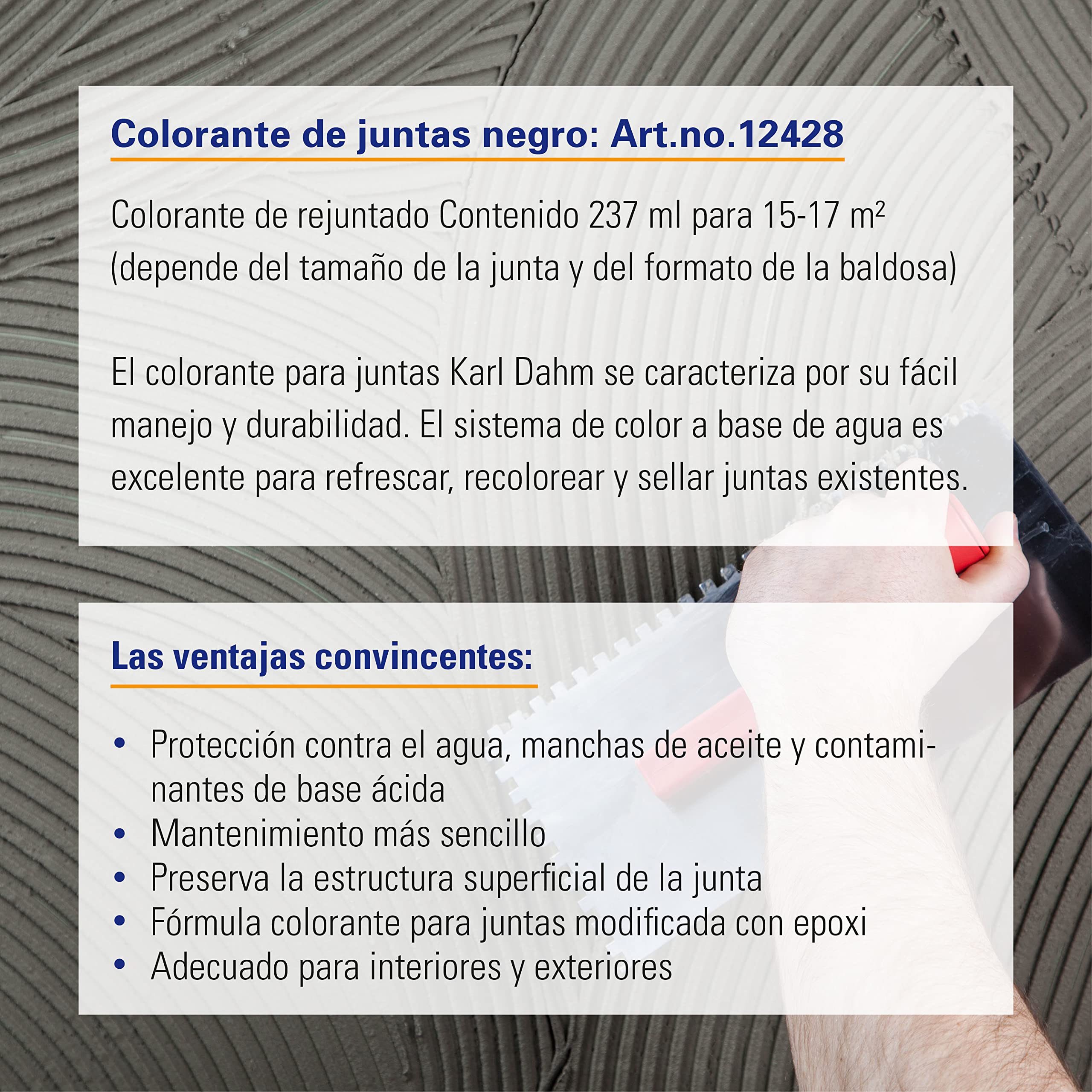 Karl Dahm Tinte para Lechada - Color Negro 237 ml I Reparación de Lechada y Pintura I Tinte y Sellado de Lechada para Baldosas I Pintura Reparadora para Interiores – 12428