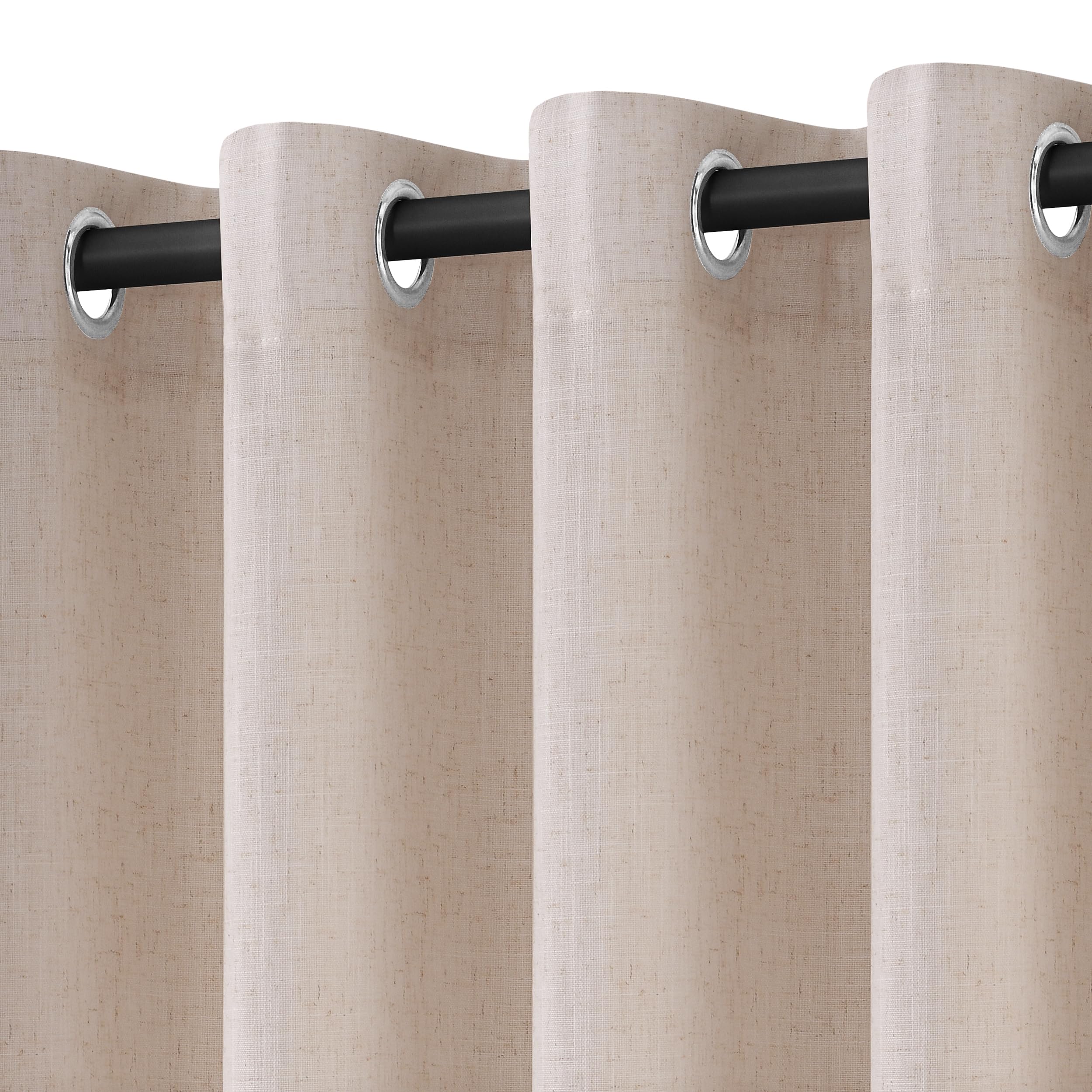 Nanspring Linen Curtains 84 Inches Long for Living Room Grommet Oatmeal