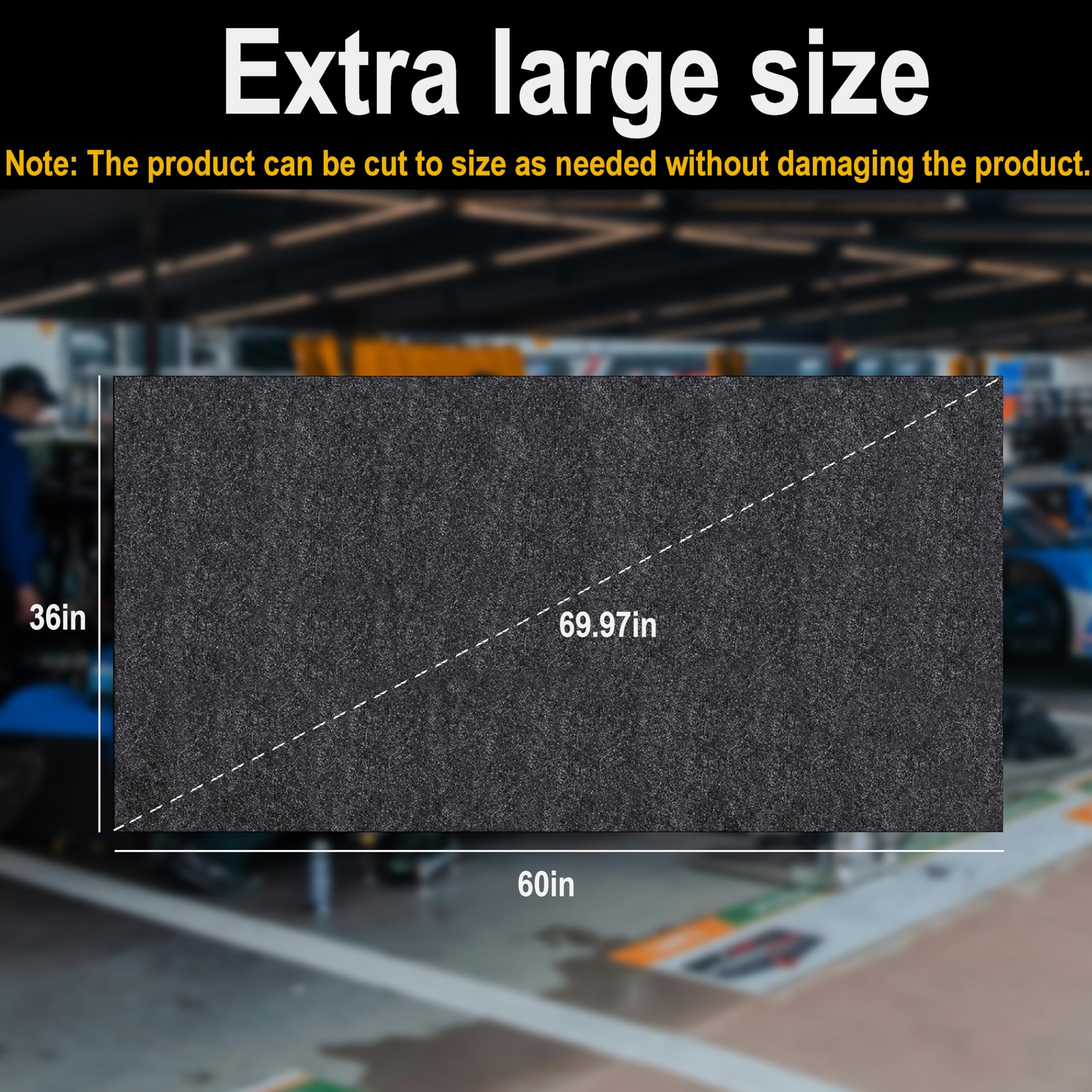 Oil Spill Mat 36x60 Garage Floor Mat for Under Car Motorcycle Premium Absorbent Oil Pad with Waterproof Backing — view 3