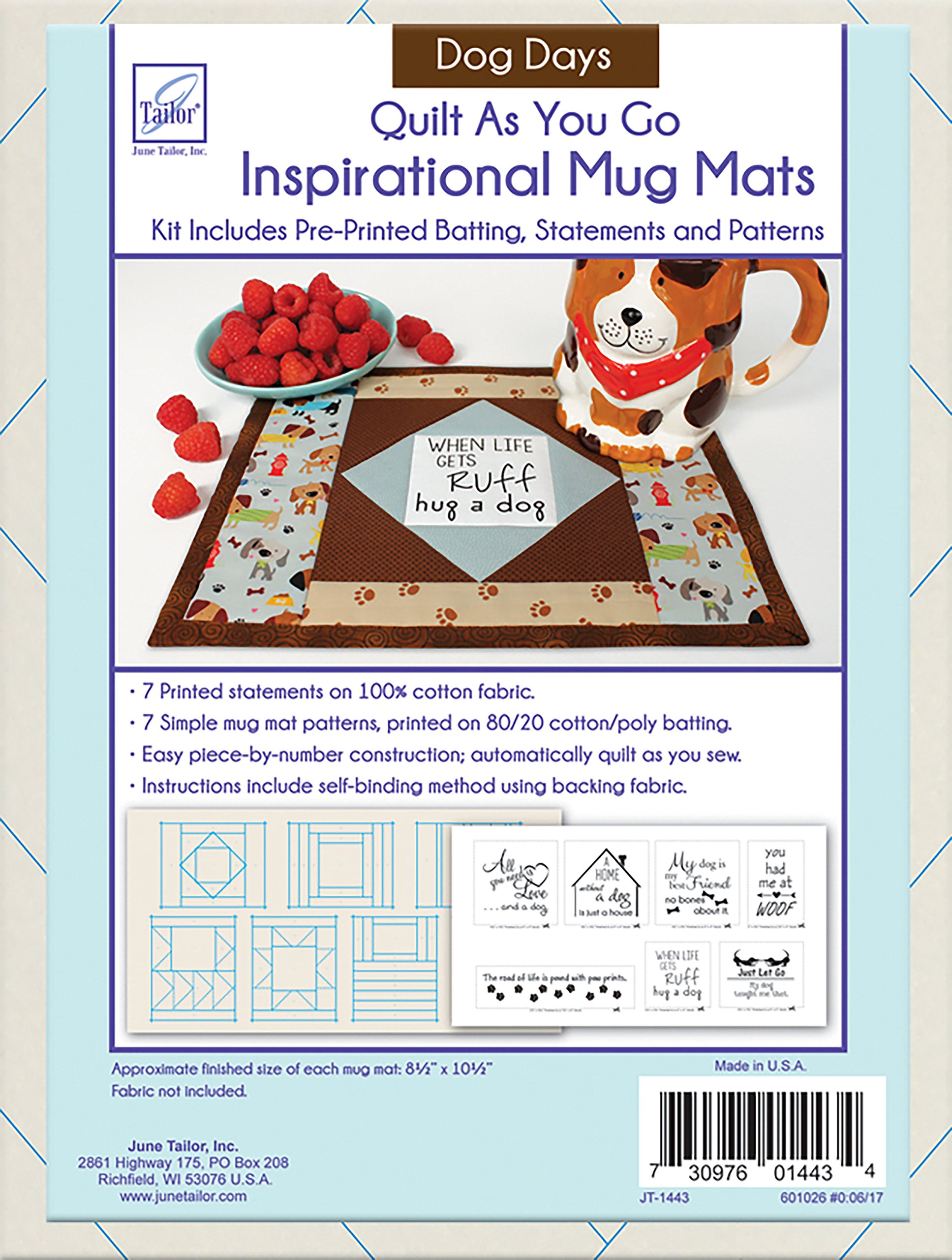 June Tailor Multicoloured Quilt As You Go Inspirational Mug Mats Kit, 27.94 X 21.59 X 6.35 Cm