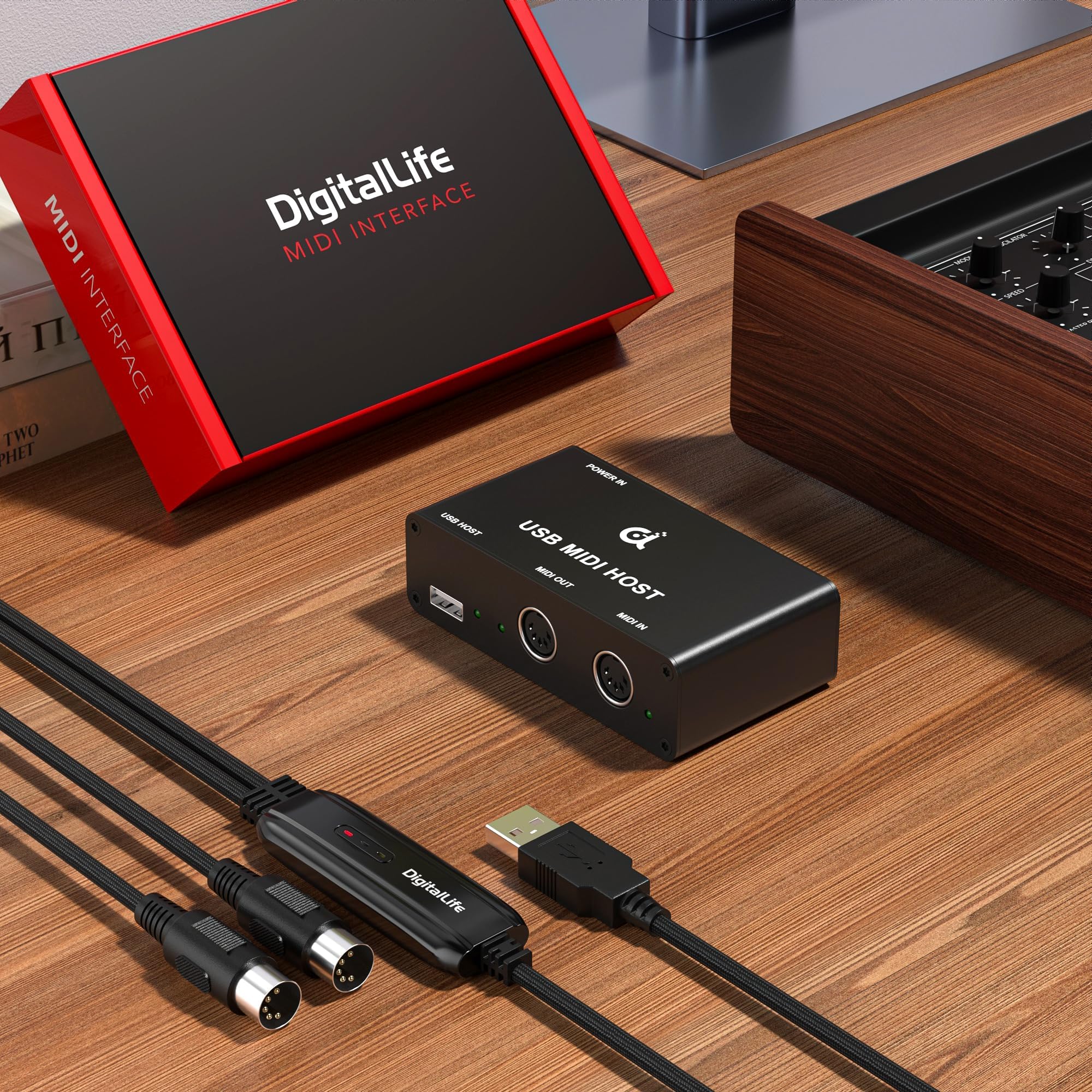 DigitalLife SynapseX Serie | Stand-Alone USB MIDI Host Bridge Box 1-In/1-Out, 5-Pin DIN, LED, Metallo – Per Principianti, Musicisti da Studio e Performance Live – Funziona Senza Computer – Usato
