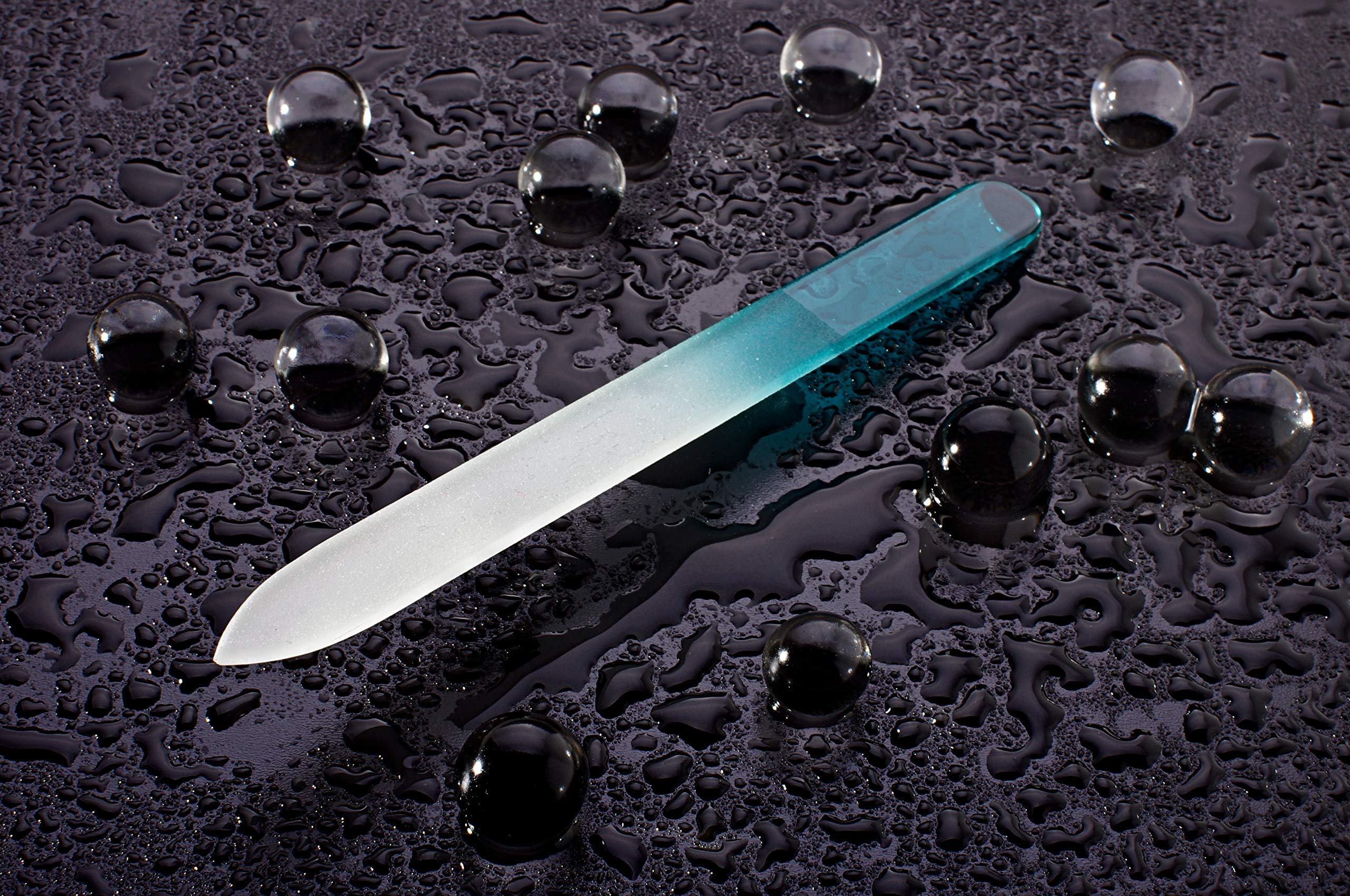Bywabeé Etched Crystal Glass Nail File Set, Pedicure Files, Green/Blue, Small, Medium, 3 Piece
