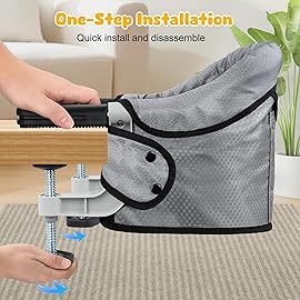Hook On Chair with Removable Dining Tray,Folding Baby Chair, Portable Table High Chair with Storage Bag for Indoor/Outdoor, Grey