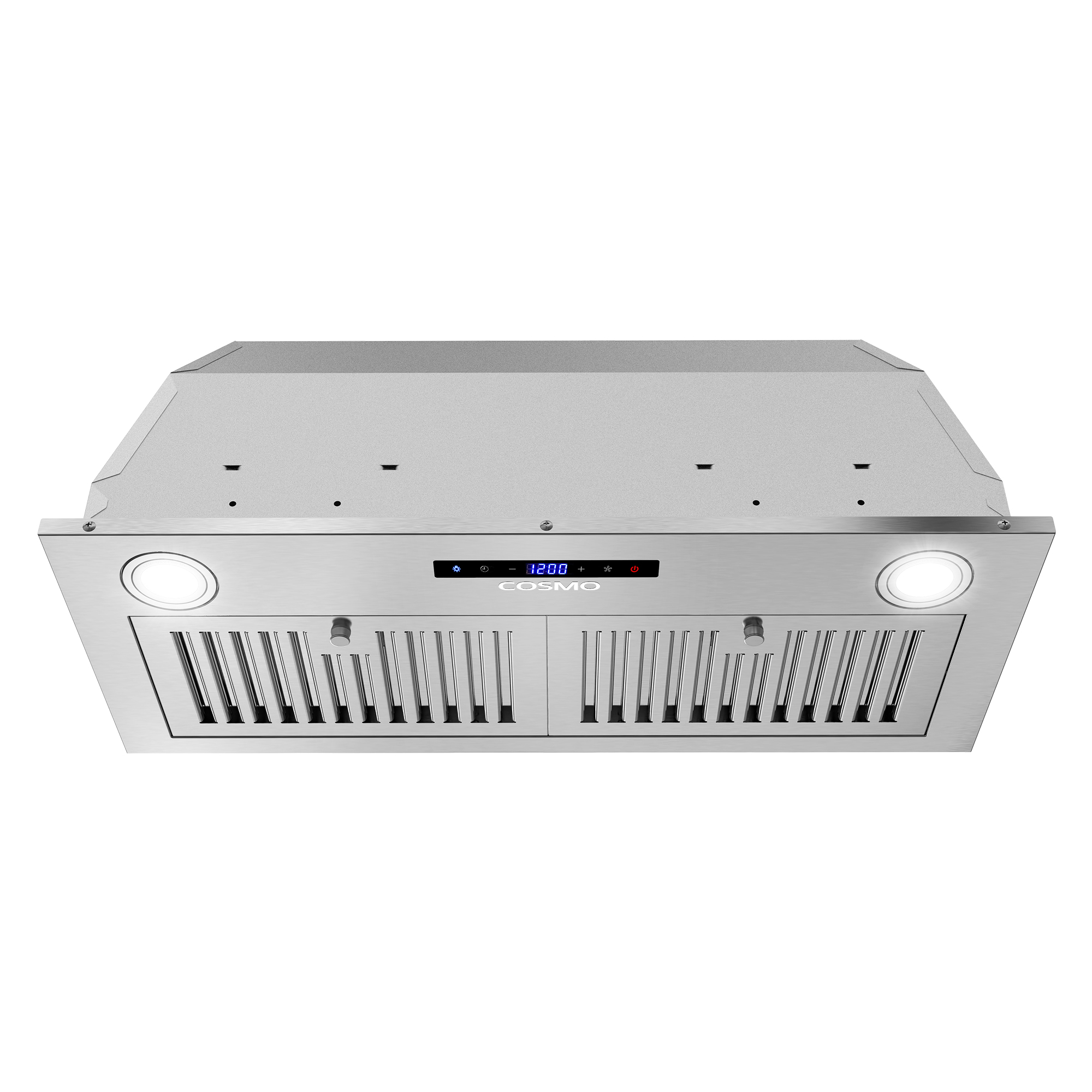 Image of 30 in. Lumin Collection 380 CFM Ducted Insert Range Hood, LED, Stainless | Cosmo COS-30IRHS Soft Touch Controls, 3 Fan Speeds, Permanent Dishwasher-Safe Baffle Filters, Backdraft Damper