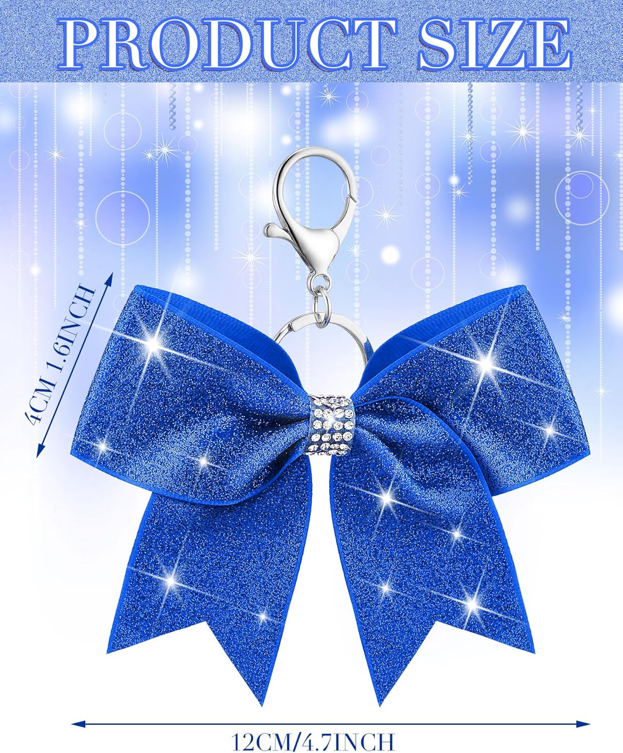 Tondiamo Cheer Bow Keychain Cheer Keychain with Rhinestones Cheerleader Keyrings for Teen Cheerleading Sports Accessory - Image 2
