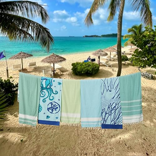 Miniatura 2 de LANE LINEN Juego de 6 toallas de playa turcas, toallas de playa de gran tamaño, esenciales de playa ligeras para mujeres, toalla de piscina grande,