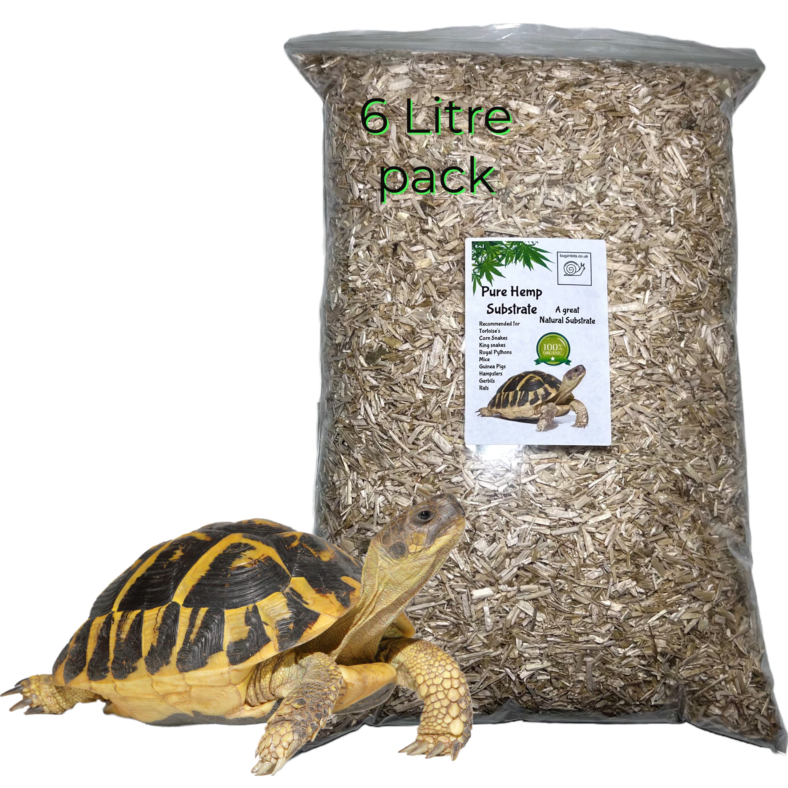 Bugznbits Pure Hemp Substrate, Natural EC0 PACK, Great for Snakes, Tortoises, Guinea Pigs (6 litre)