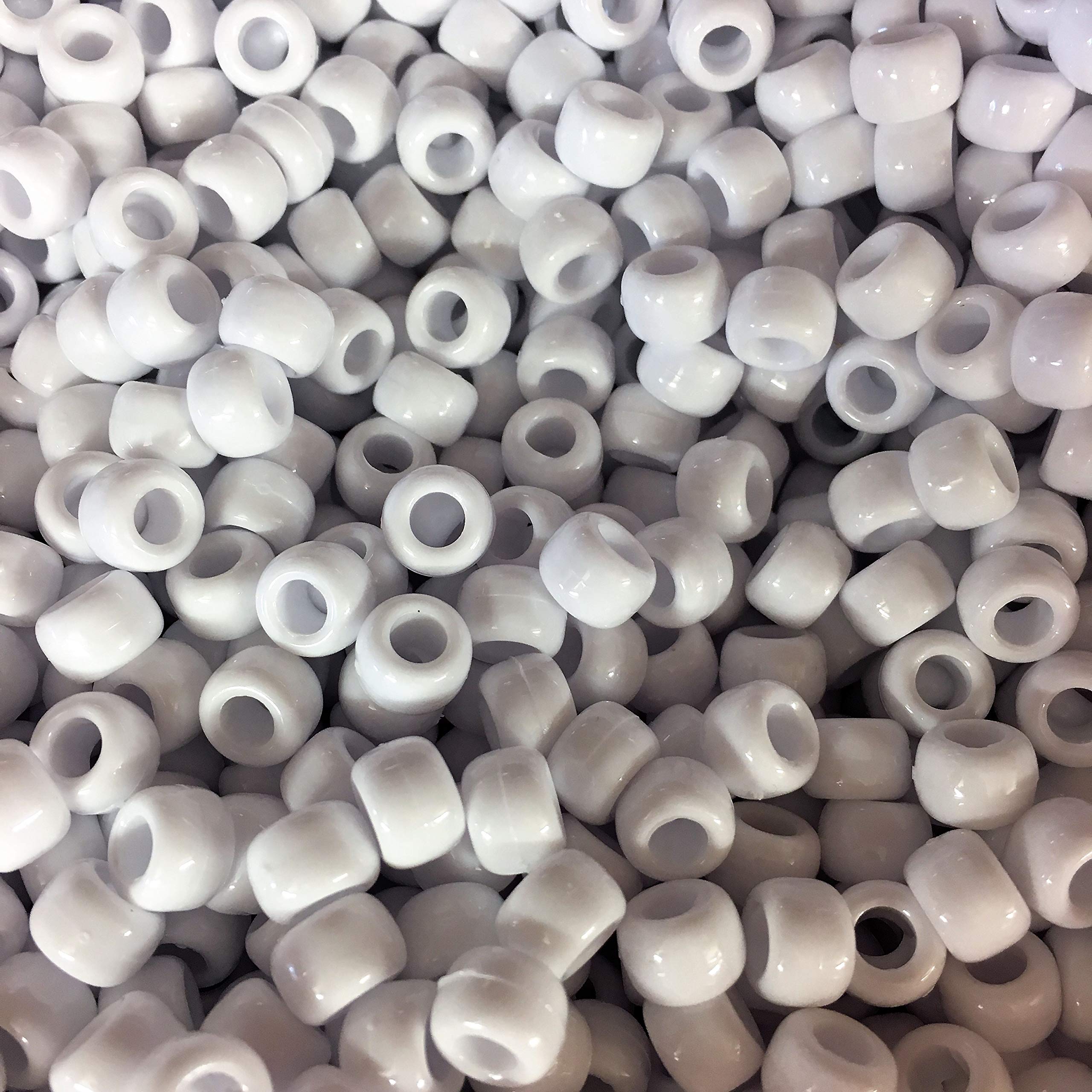 Beads And Charms White 100 X Pony Beads 9Mm X 6Mm Acrylic Plastic Barrel Round