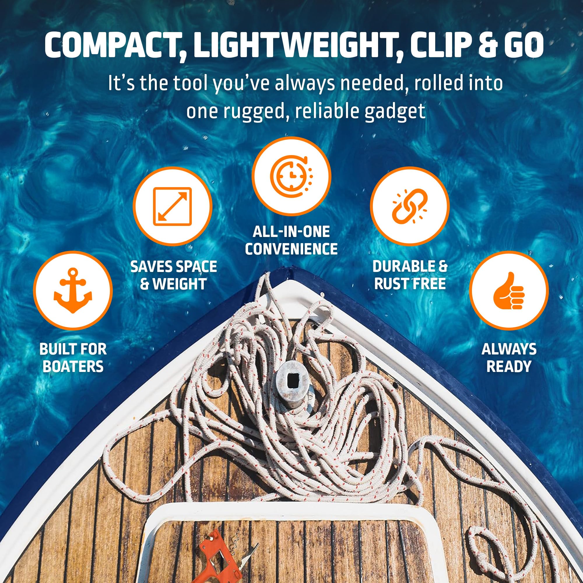 Boat Gadget To narzędzie do łodzi 10 w 1 zawiera otwieracz do butelek piwa i wina, gwizdek bezpieczeństwa, przecinak do żyłki wędkarskiej, klucz do korka gazu morskiego i inne niezbędne narzędzia dla