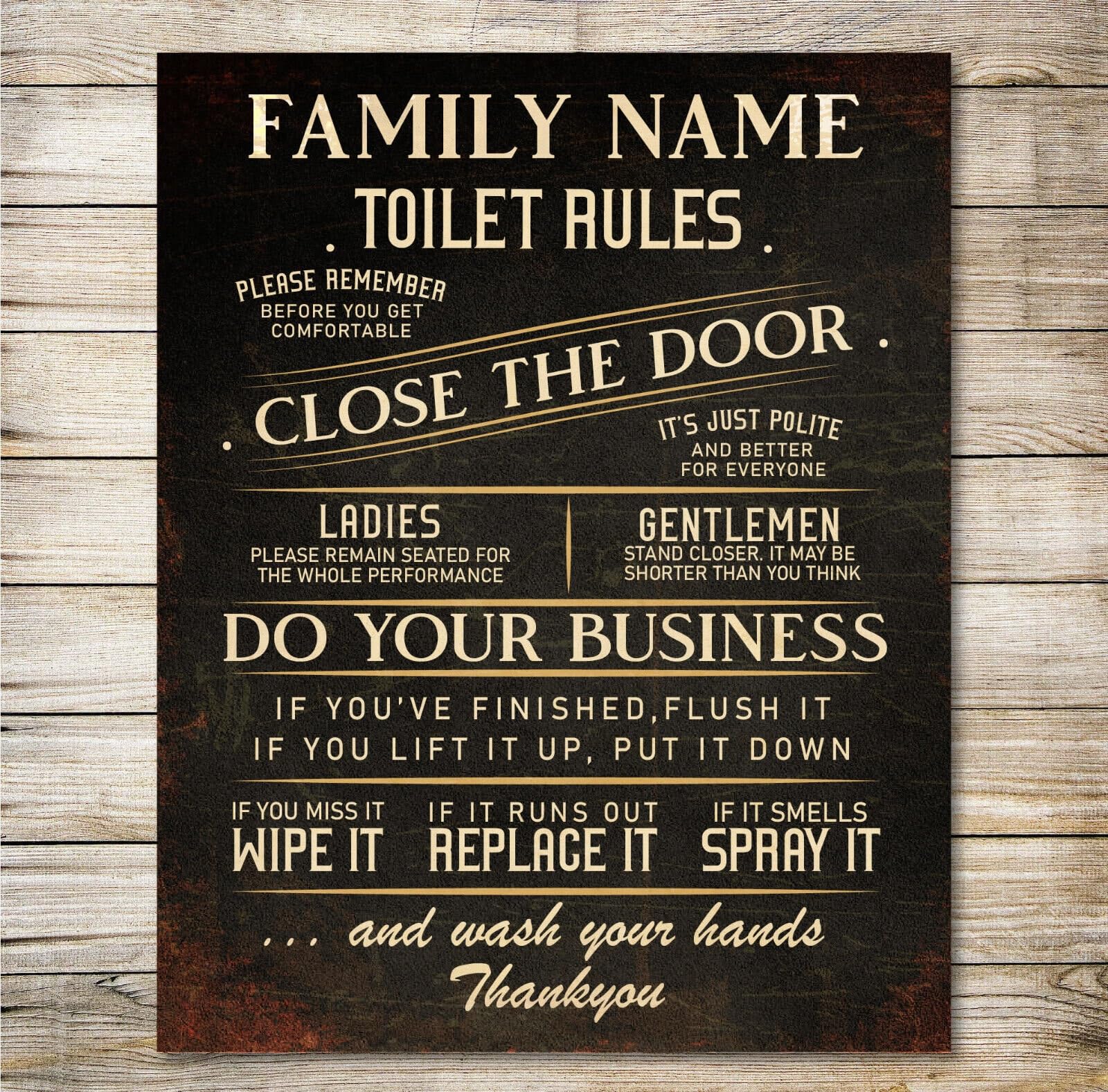 My Pixel Print Metal Personalised Toilet Wc Sign Wall Door Signage Washroom Rule Vintage Plaque