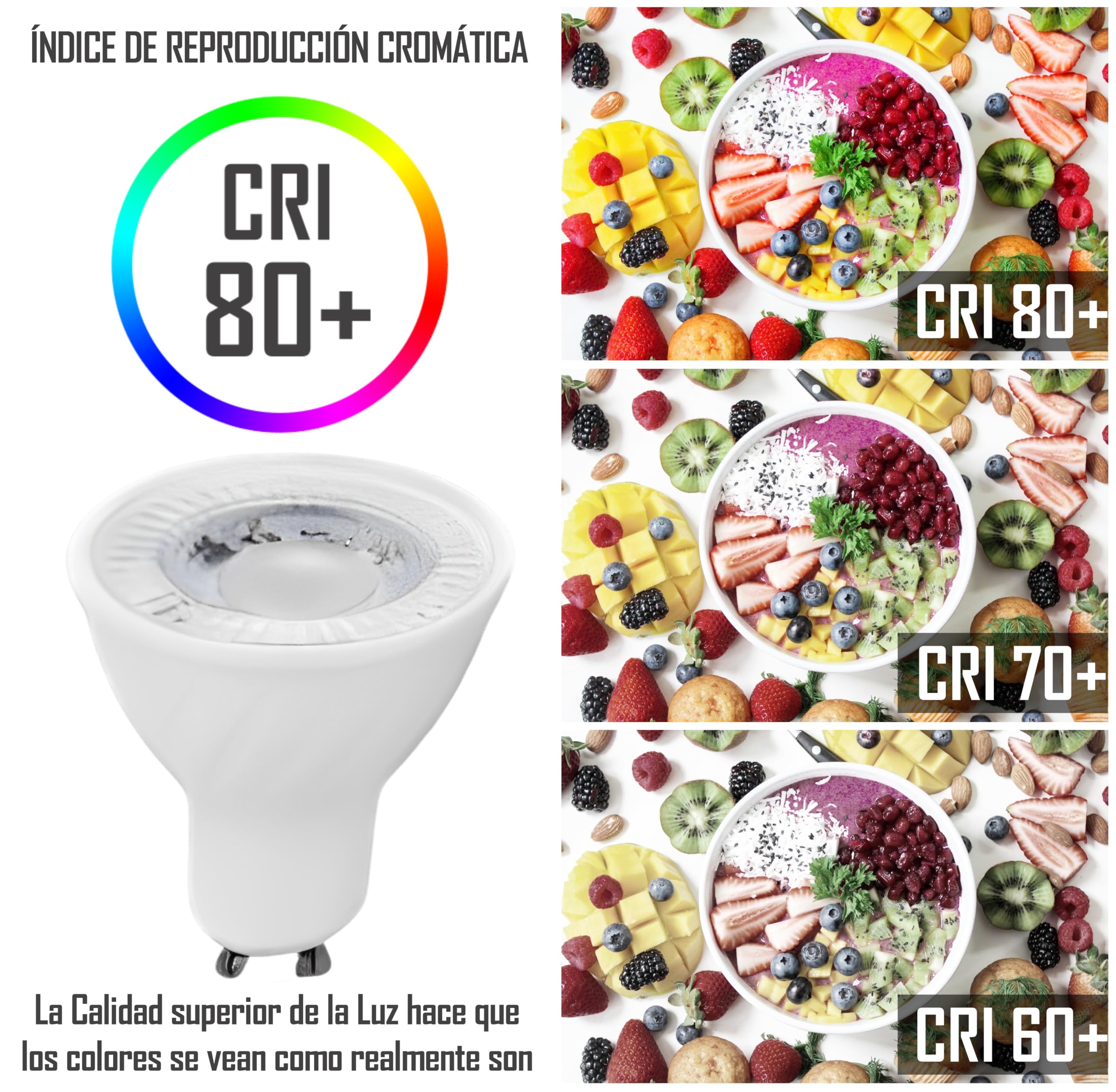 CLAR- LED GU10 LED Warmweiß, 7W GU10 LED, Leuchtmittel GU10, GU 10 LED, LED Lampe GU10, LED Leuchtmittel GU10 Warmes Weiß 3000ºk (Pack 100)