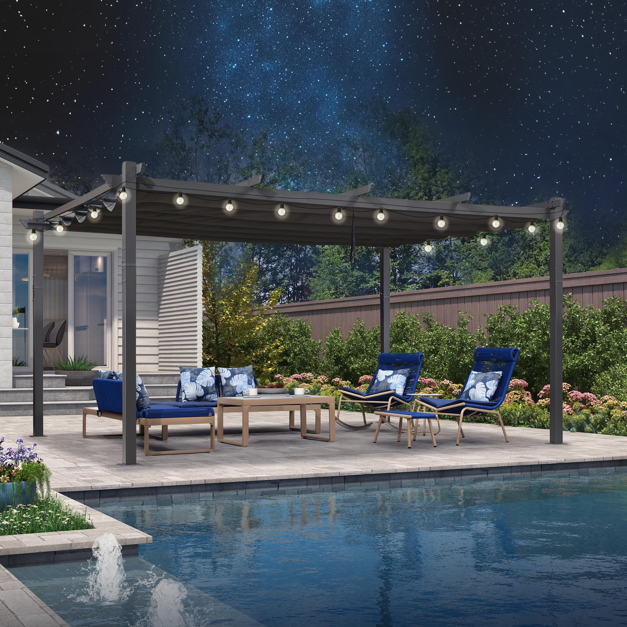 PURPLE LEAF Aluminium Pergola Wasserdicht Stabil Winterfest, Garten Pavillon mit Sonnenschutz Überdachung, UV-Schutz