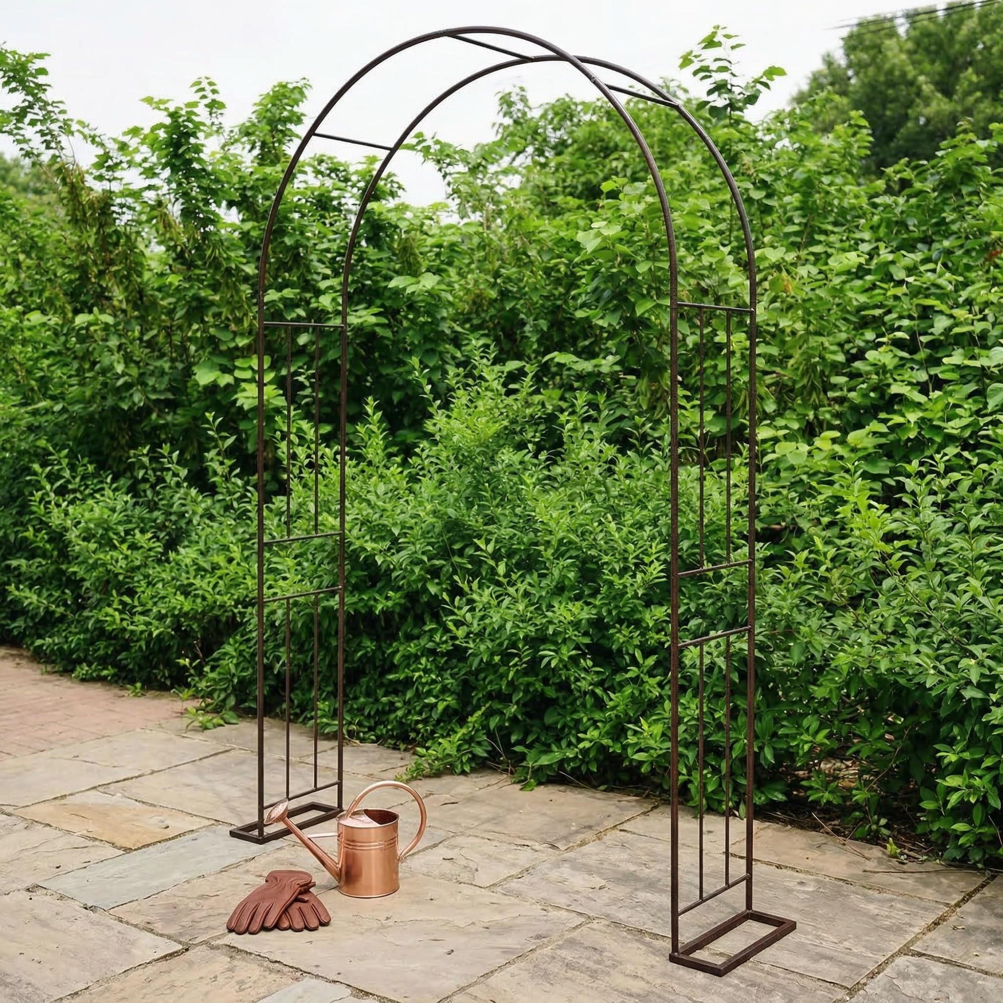 Telaio per arco nuziale in metallo resistente con basi per piante rampicanti da giardino all'aperto, decorazione per cerimonie, pergolato in acciaio resistente alla ruggine