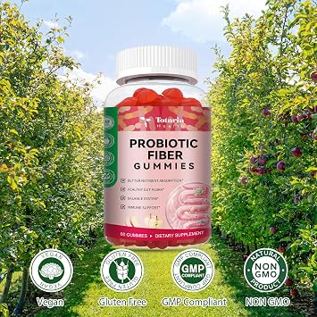 9-in-1 Probiotic Fiber Gummies for Adults & Teens 16G Fiber per Serving, Psyllium Fiber Supplement with 5 Billion CFU Bacillus Coagulans, Inulin, ACV for Digestive, Gut & Immune Wellness - 2 Bottles