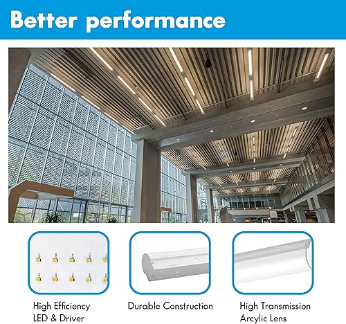 Miniatura 9 de mw Iluminación LED lineal de 8 pies, 65 W75 W90 W seleccionable, tira de luz de tira de 3500 K4000 k5000 K, 120 V-277 V, 0-10 V regulable ULDLC