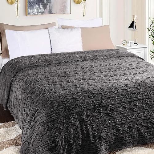 BNM - Manta de forro polar jacquard, afelpada, esponjosa, ultrasuave, ideal para sofá o sofá, manta de sala de estar, decoración de dormitorio,