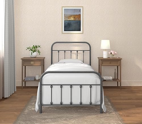 Miniatura 15 de Golden Gate Beds - Estructura de cama de plataforma de metal estilo victoriano con cabecera y pie de cama de hierro forjado antiguo, base de colchón
