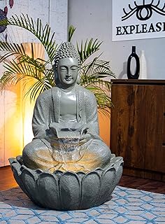 Sponsored Ad - EXPLEASIA Lotus Buddha Water Fountain for Home, Indoor, Big Size, for Garden, Home vastu, Buddha Fountain 3 feet (Raseda Green)