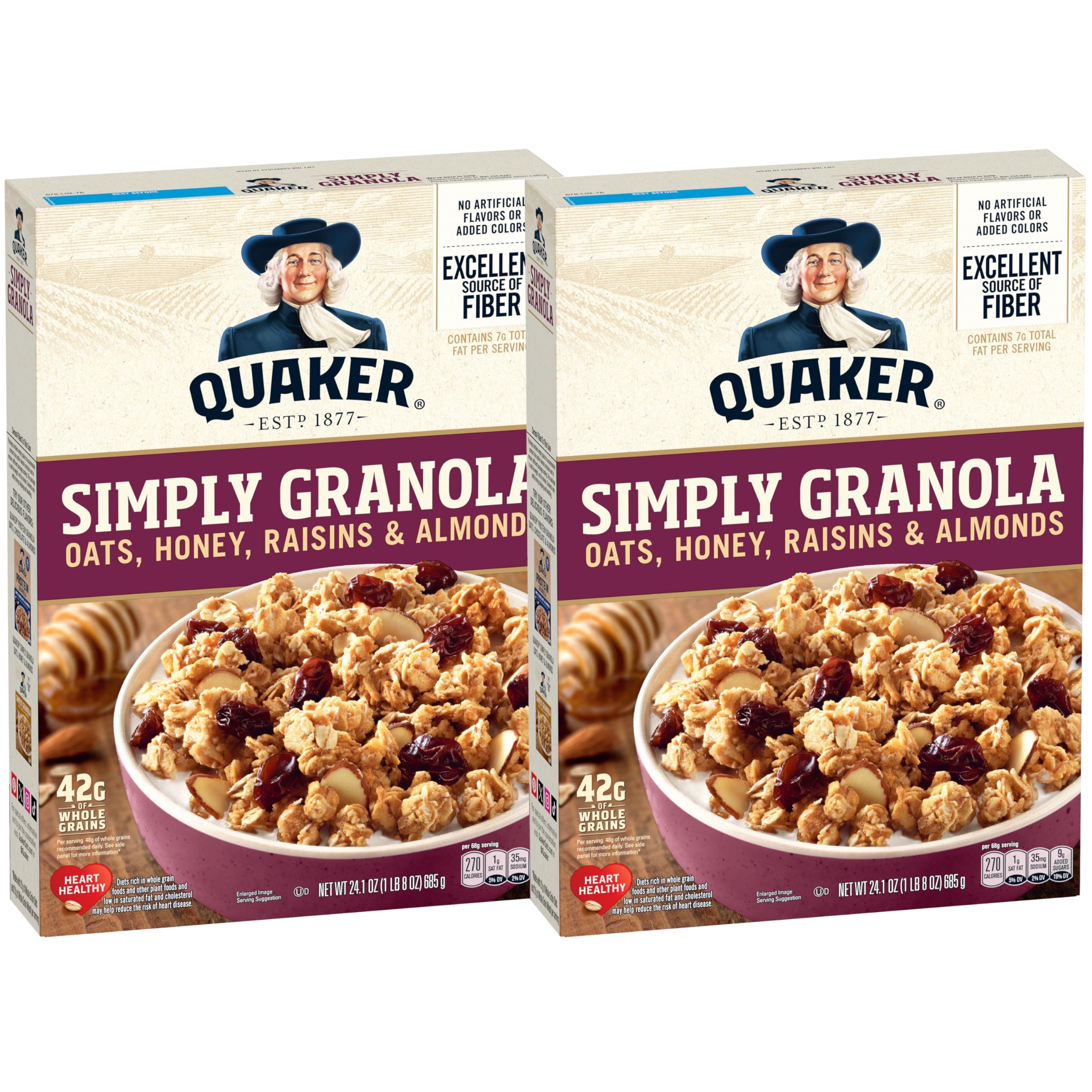 Quaker Simply Granola Honey & Raisin, 24.1 Oz (Pack of 2) Honey & Raisin 24.1 Ounce (Pack of 2)