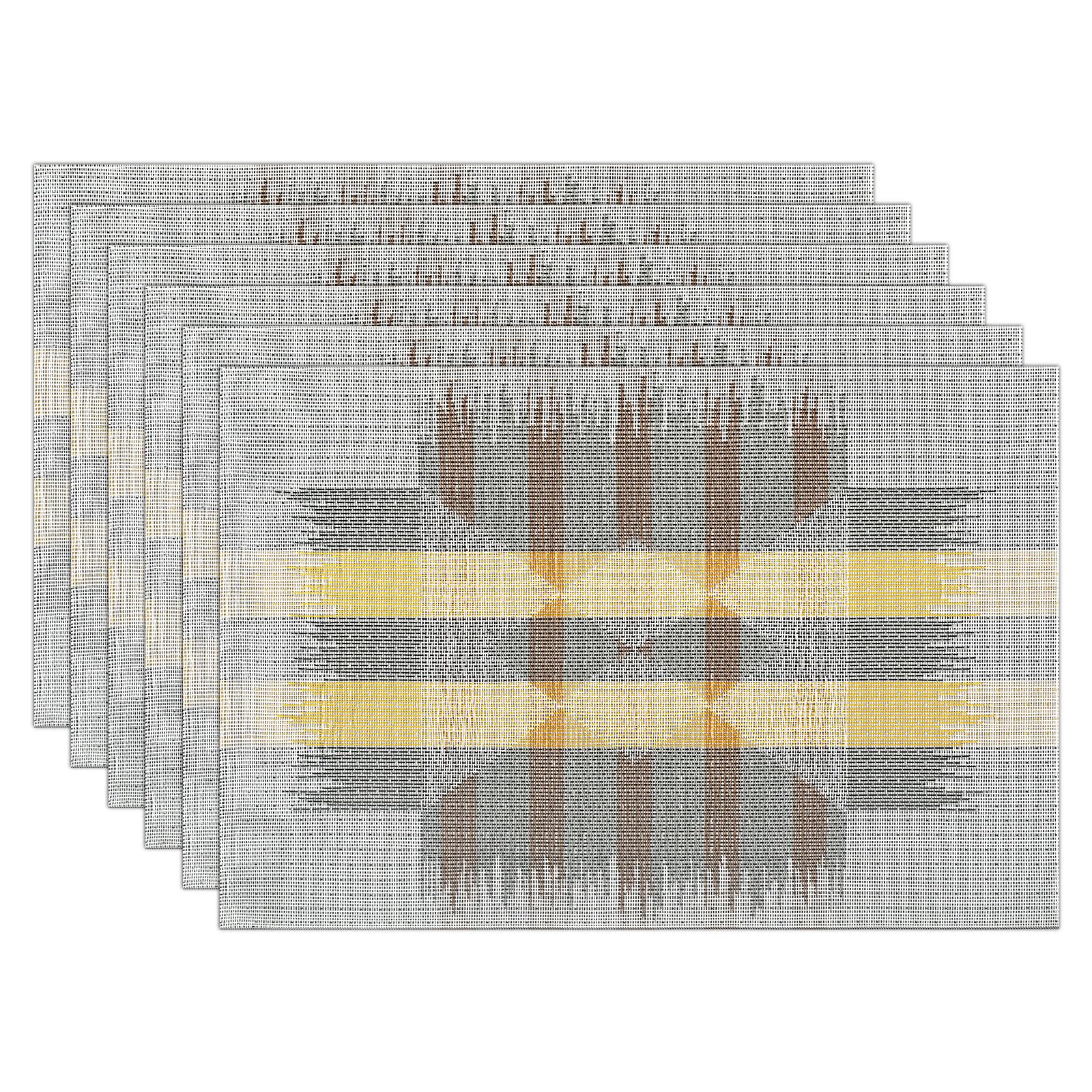 comfoyar Geometric Grey Rectangular Placemats Set of 6, 30x45 cm Non-Slip Heat Resistant Vinyl Place Mats, Washable Waterproof Table Mats for Indoor Kitchen Dining Party Table Decoration โ image 1
