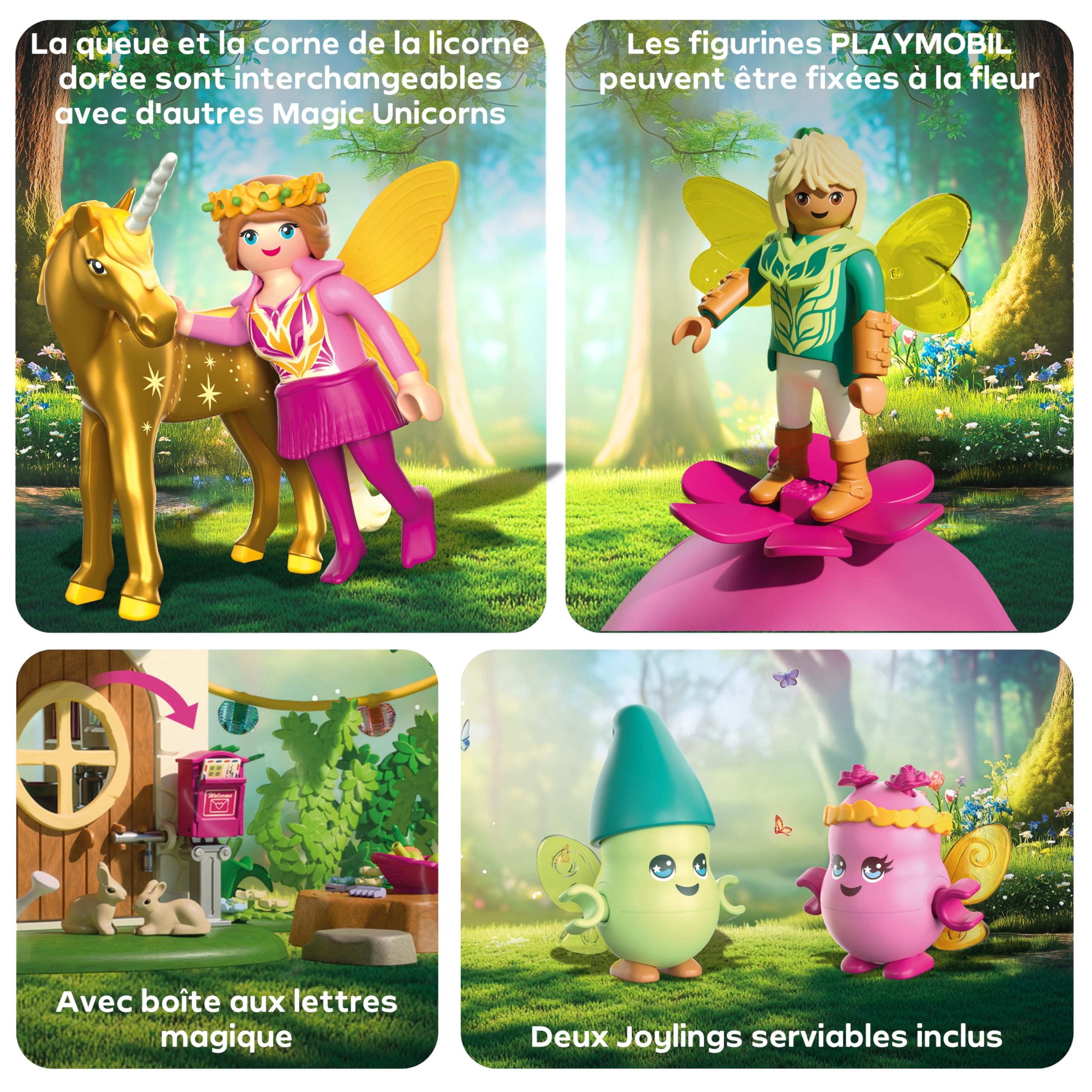 Playmobil | Magic Unicorns | La Maison des fées avec Licorne dorée et écurie | avec Guirlande Lumineuse pour des Nuits Magiques | Jouet créatif pour Les Enfants à partir de 4 Ans | 71838