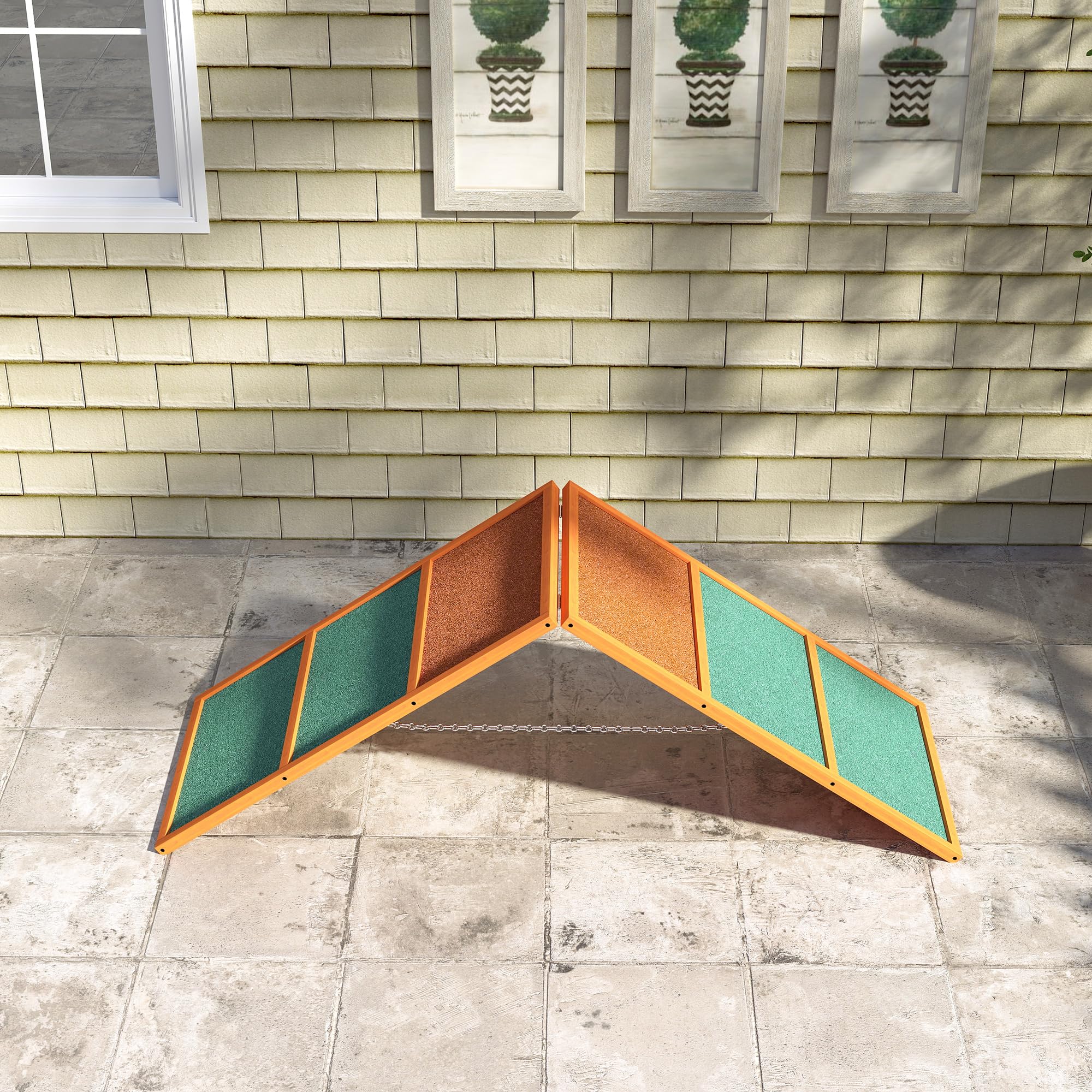 PawHut Ponte di agilità per Cani Pieghevole Antiscivolo Regolabile in Altezza 173 x 59 x 66 cm Arancione