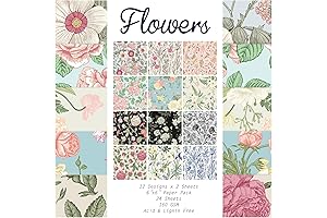 Decorative Scrapbook Paper with Flower Designs