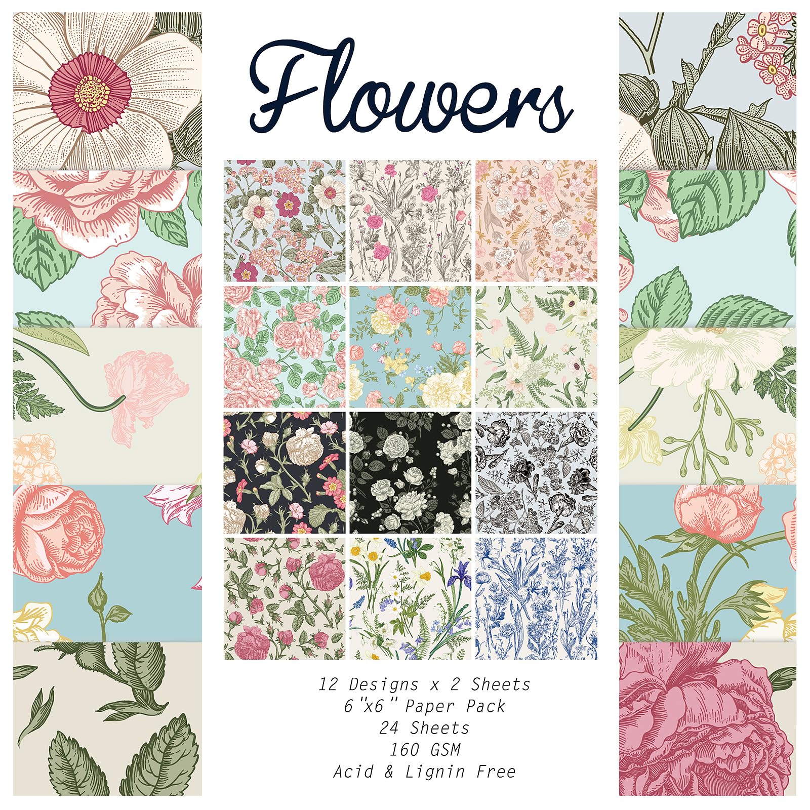 24 Sheets 12 Designs Scrapbook Paper Pad,6