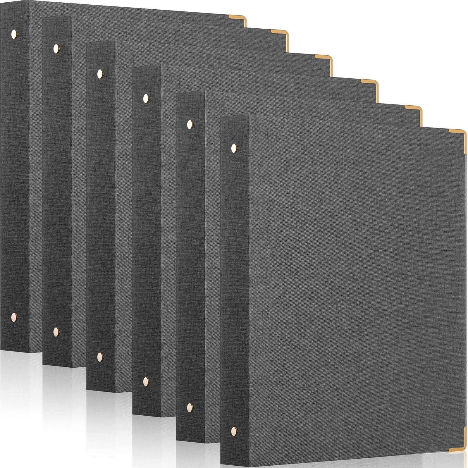 Fulmoon 6 Pcs Aesthetic 3 Ring Binders with Linen Cover 1 Inch Round Rings Binder with Inner Pocket 8.5 x 11 Binder Fits Letter Sized Durable for School Office and HomeDark Gray product thumbnail 3
