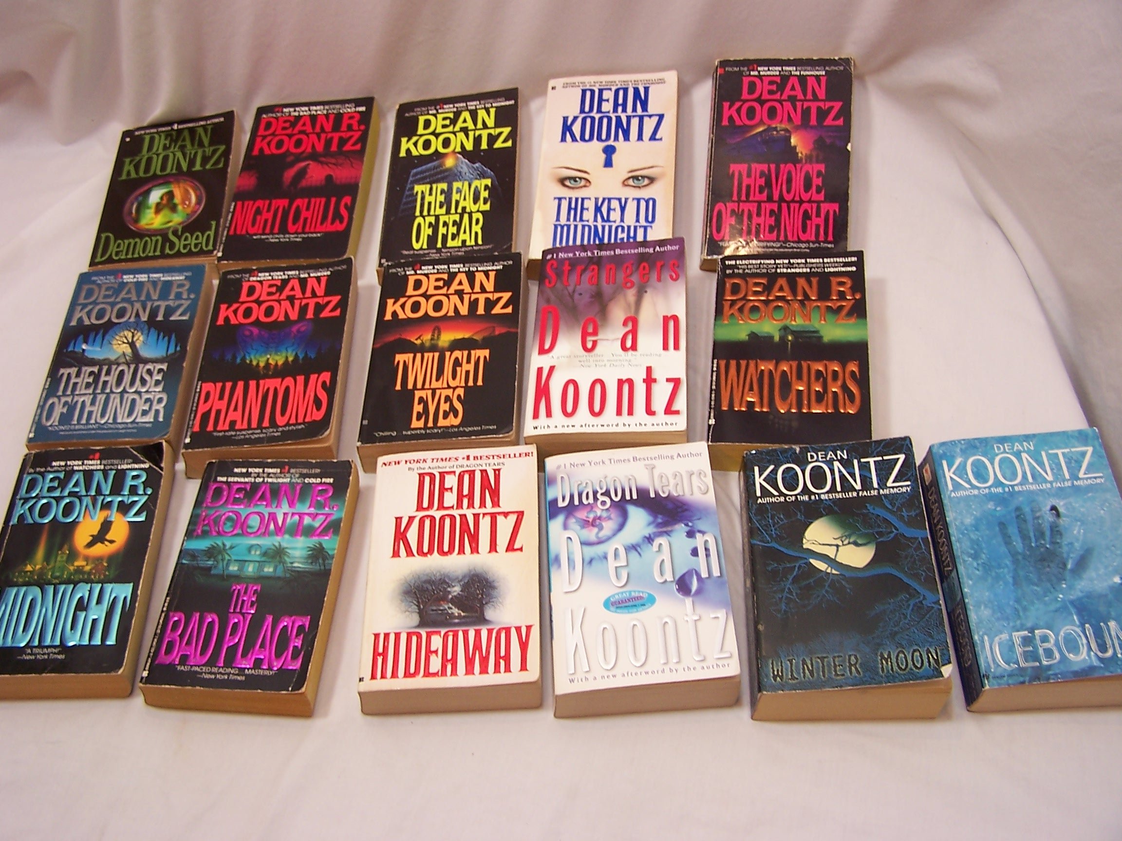 Dean Koontz 16 book set: Demon Seed/Night Chills/Face Fear/Key Midnight/Voice Night/House Thunder/Phantoms/Twilight Eyes/Strangers/Watchers/Midnight/Bad Place/Hideaway/Dragon Tears/Winter Moon/Icebound