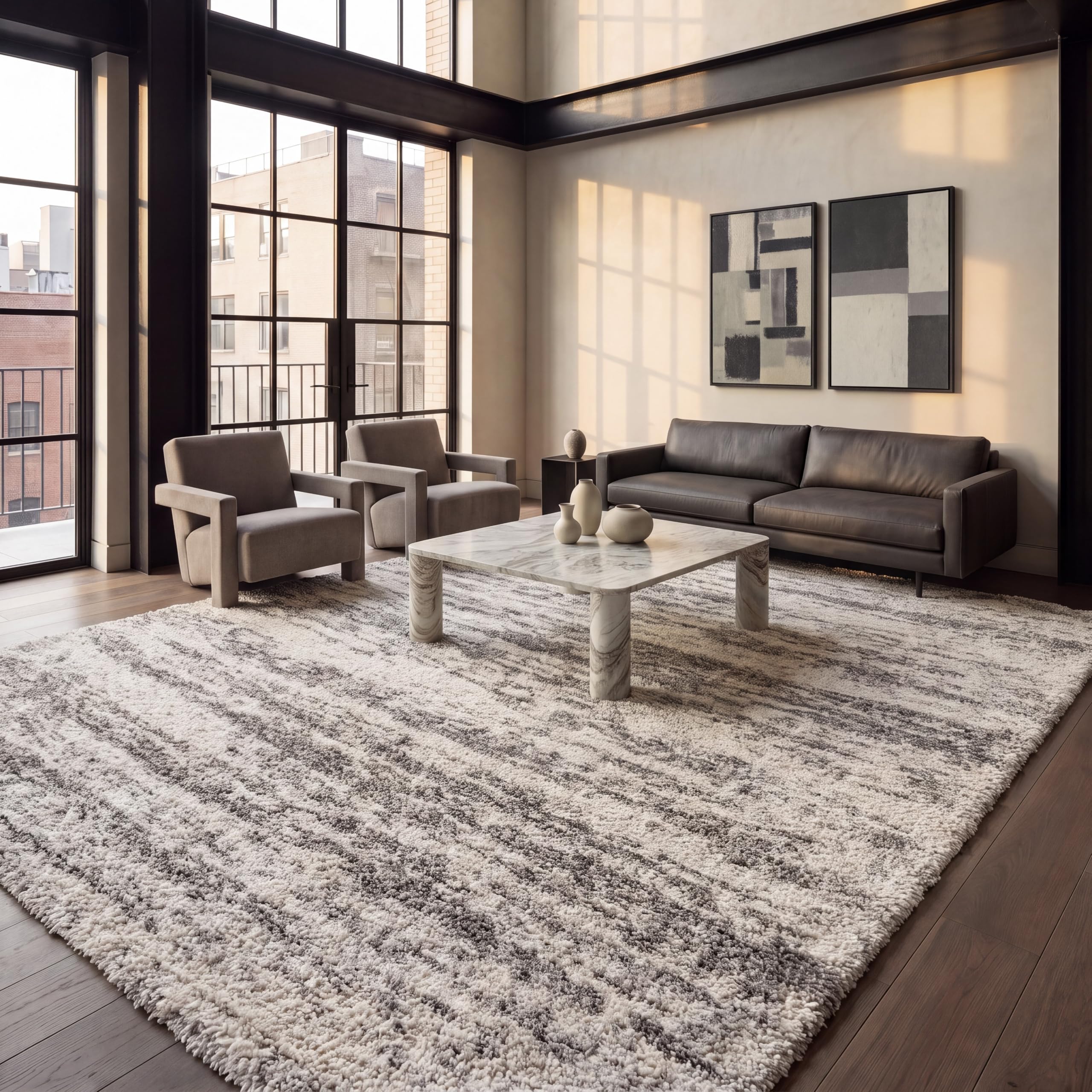 SAFAVIEH Hudson Shag Rug, 9x12, Ivory & Grey