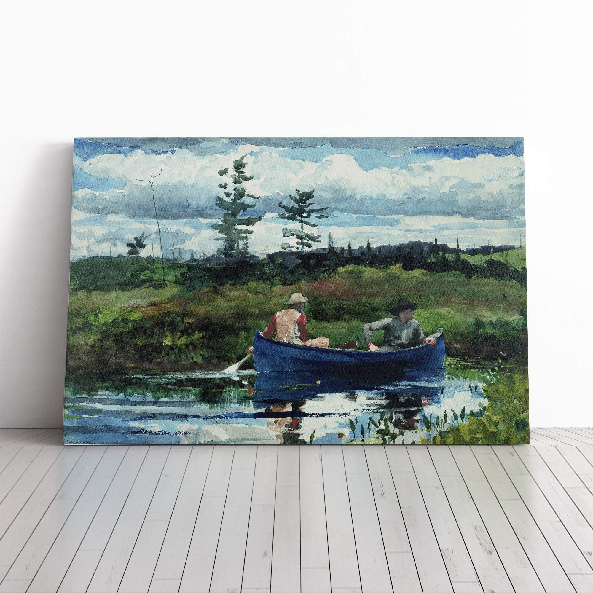 Winslow Homer The Blue Boat Canvas Print | Gallery Wrapped 30mm Frame Wall Art | 24x16 inches | Ready to Hang | Modern Seascape Picture | Living Room Bedroom Lounge Office