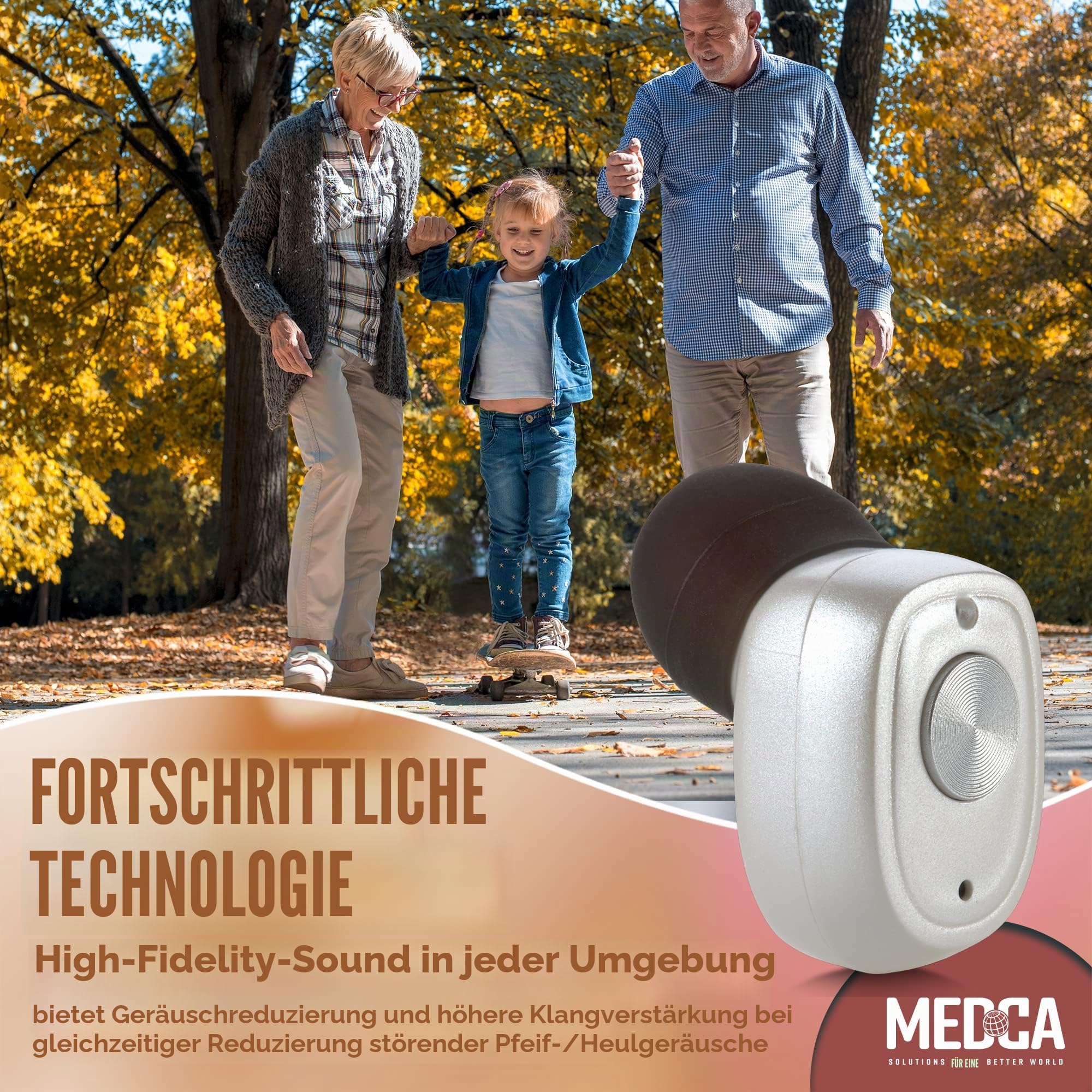 Wiederaufladbares Paar mit Geräuschunterdrückung, digitales Gerät für Senioren und Erwachsene – ITC Nano Personal – One Touch Control & Low Distortion Assist Device, Weiß