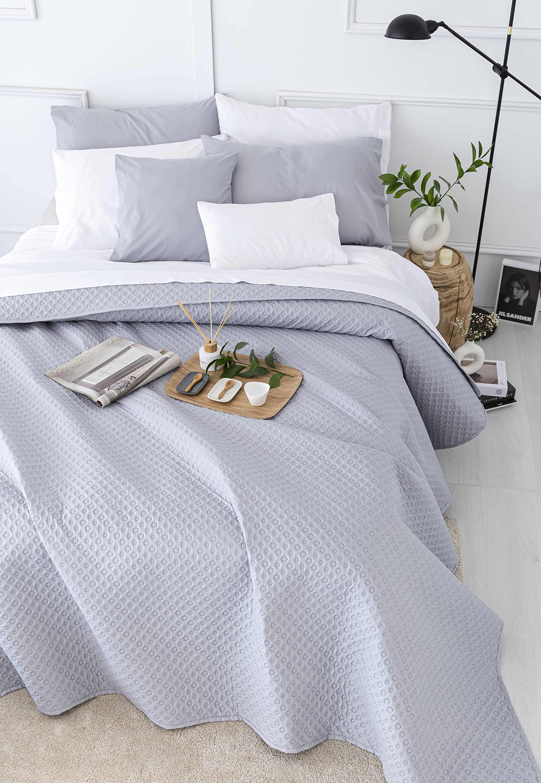 Copriletto Trapuntato In Microfibra Super Morbida - Tutte Le Stagioni | Misura 230x260 Cm Color Beige - Foto 8